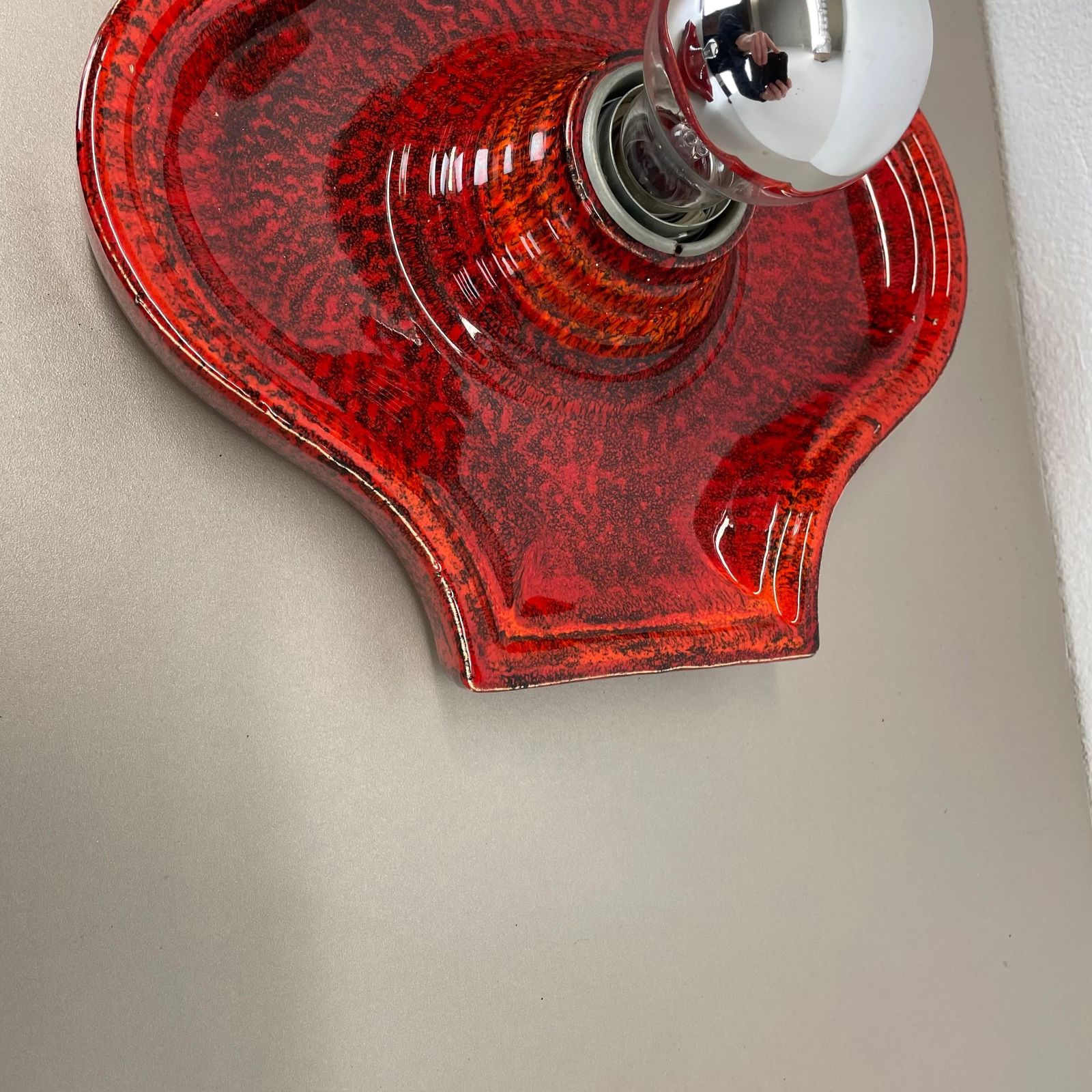 photo buy Set Of Two Red Ceramic Fat Lava Wall Lights By Hustadt Lights Germany 1970s