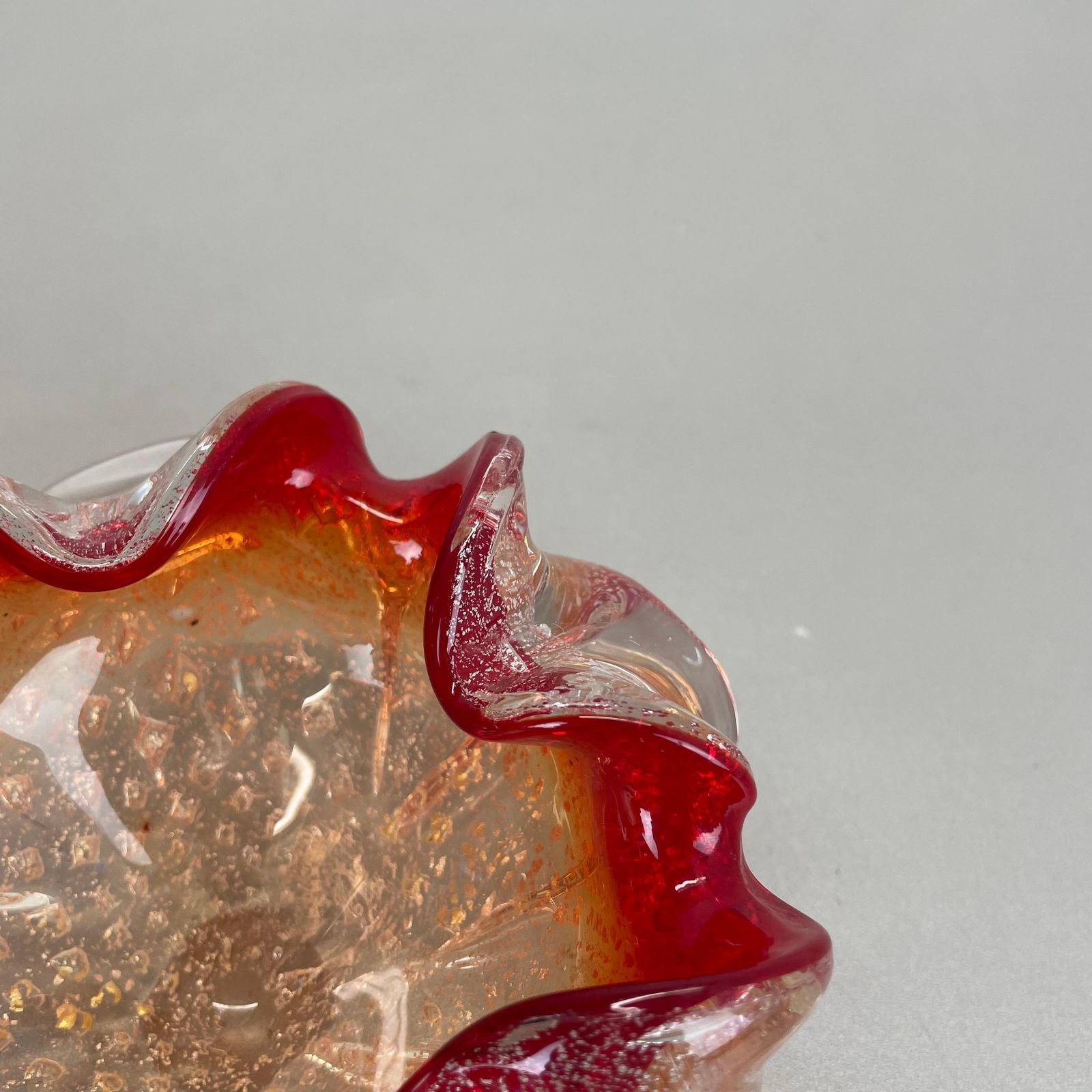 Murano Glass "Floral" Bowl Element Shell Ashtray By Barovier + Toso, Italy, 1970 photo vintage