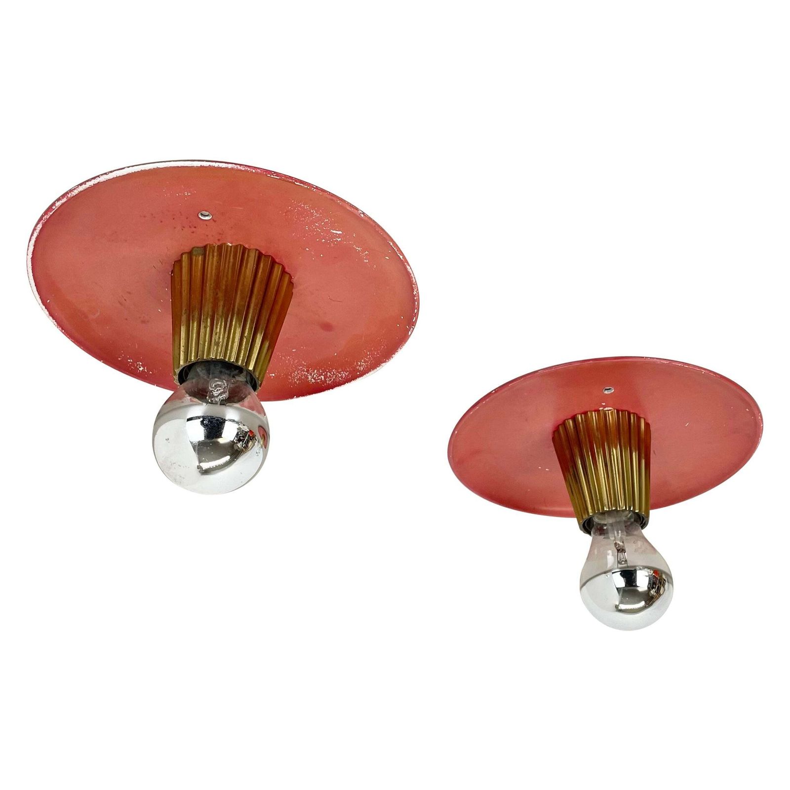 Unique Brass Spot Gino Sarfatti Style Wall Ceiling Light Flushmount Italy 1950s