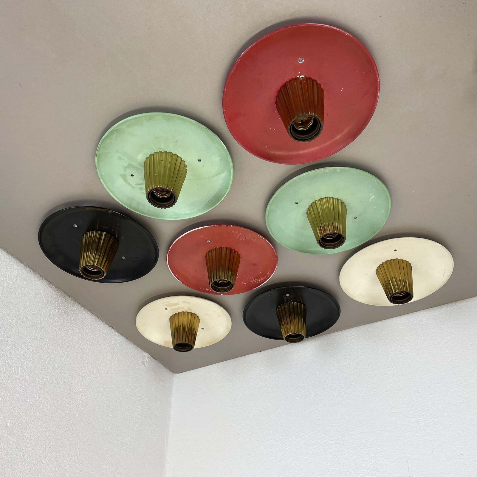 Unique Brass Spot Gino Sarfatti Style Wall Ceiling Light Flushmount Italy 1950s photo 1287.0