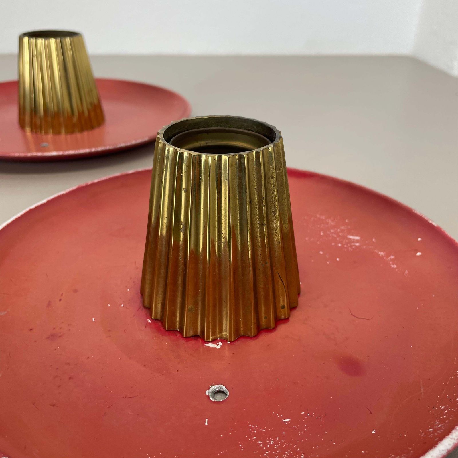 1287.0 Unique Brass Spot Gino Sarfatti Style Wall Ceiling Light Flushmount Italy 1950s photo