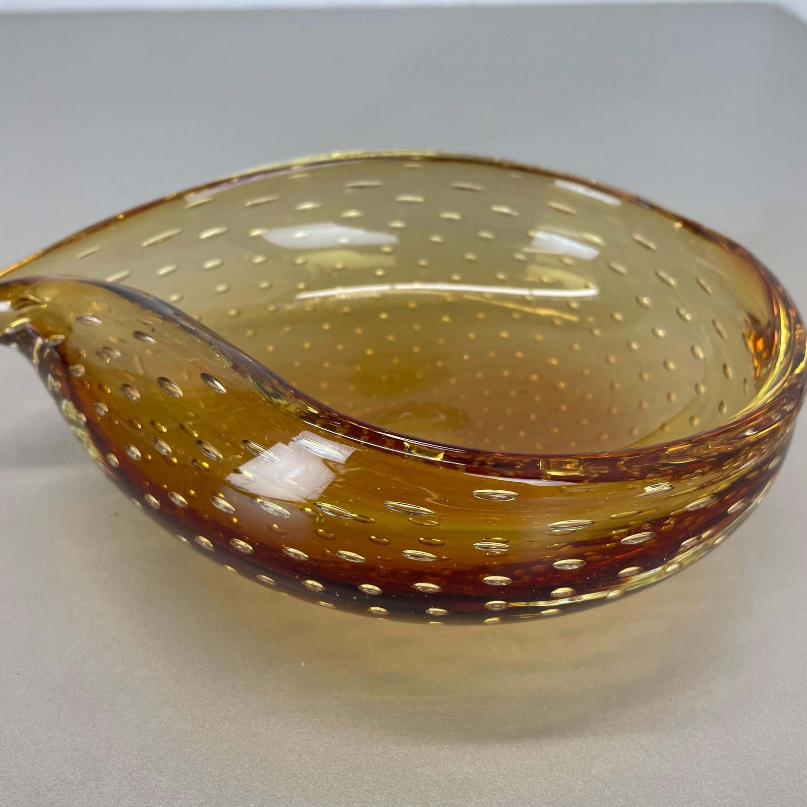 photo for sale Xl  Murano Glass 1.2kg Bullicante Yellow Bubble Bowl Element Shell Italy 1970