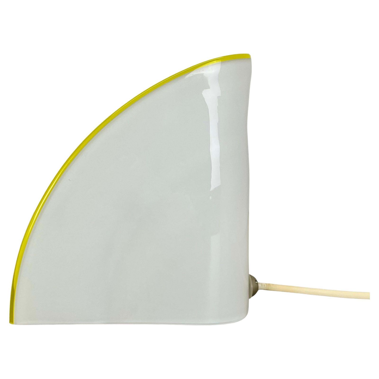 Minimalist White And Yellow Murano Glass Table Light By De Majo, Italy 1970s
