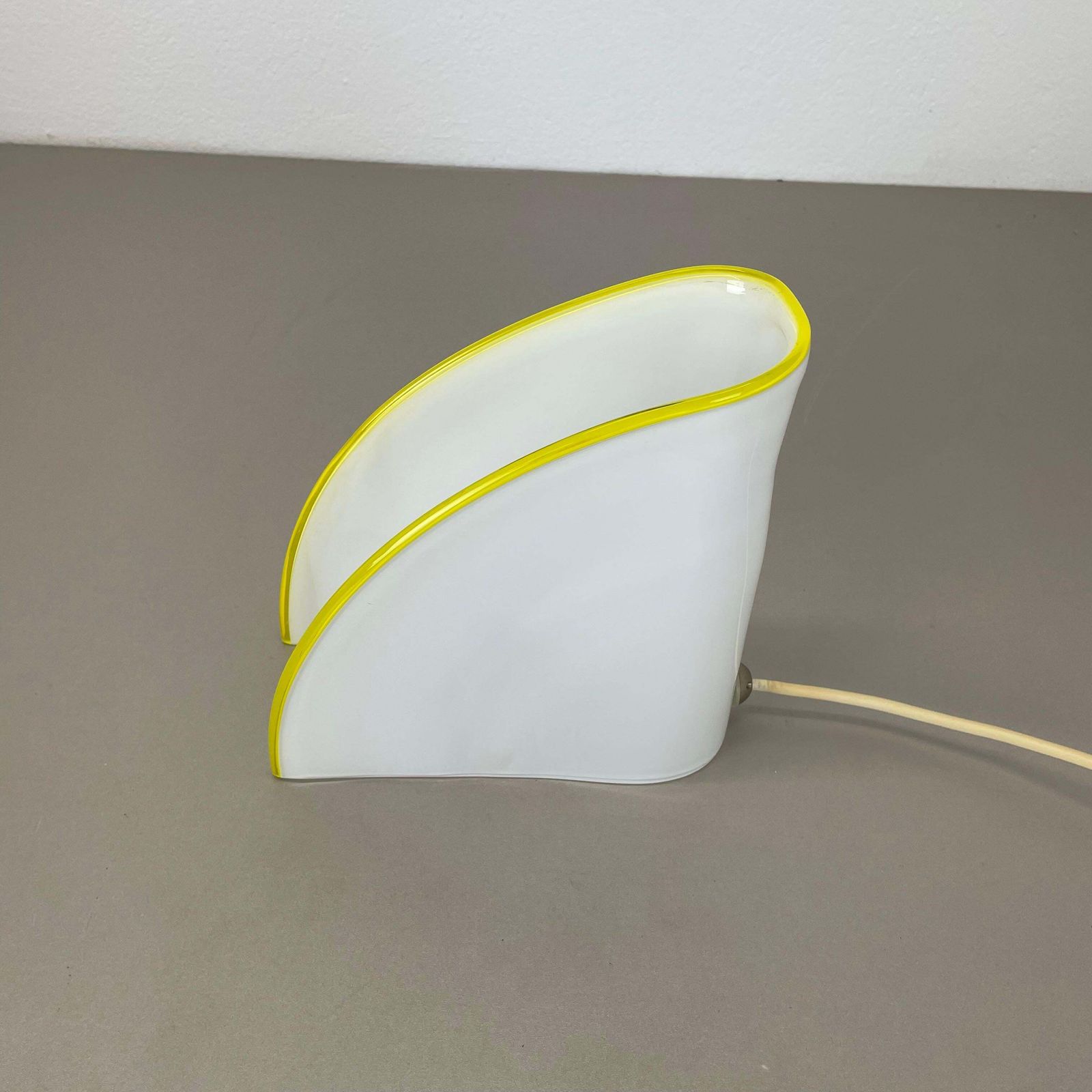 Minimalist White And Yellow Murano Glass Table Light By De Majo, Italy 1970s photo 694.0