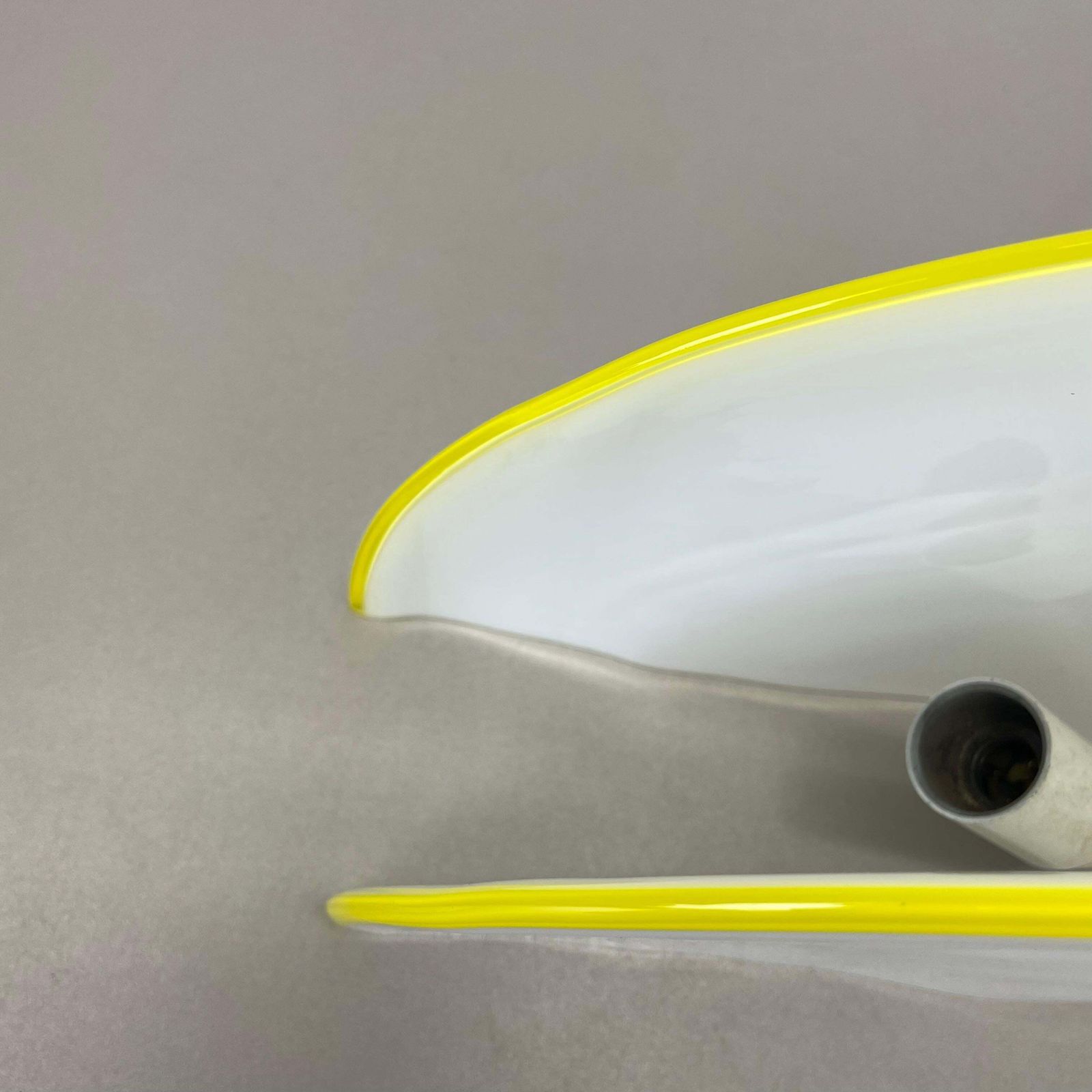 Minimalist White And Yellow Murano Glass Table Light By De Majo, Italy 1970s photo buy