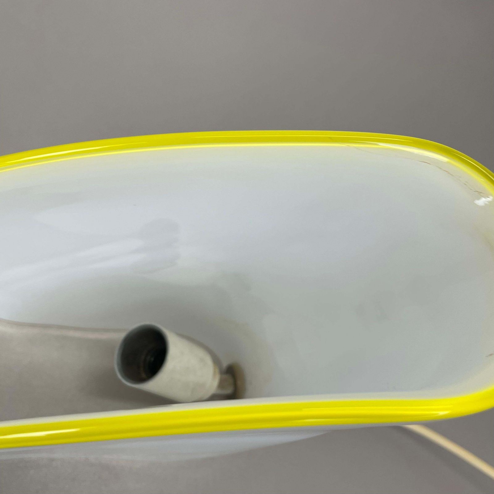 photo for sale Minimalist White And Yellow Murano Glass Table Light By De Majo, Italy 1970s
