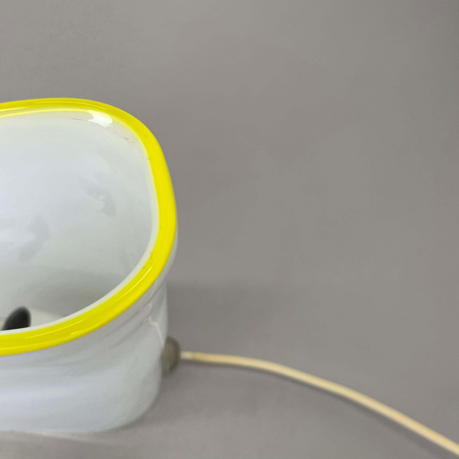 Lighting Minimalist White And Yellow Murano Glass Table Light By De Majo, Italy 1970s photo