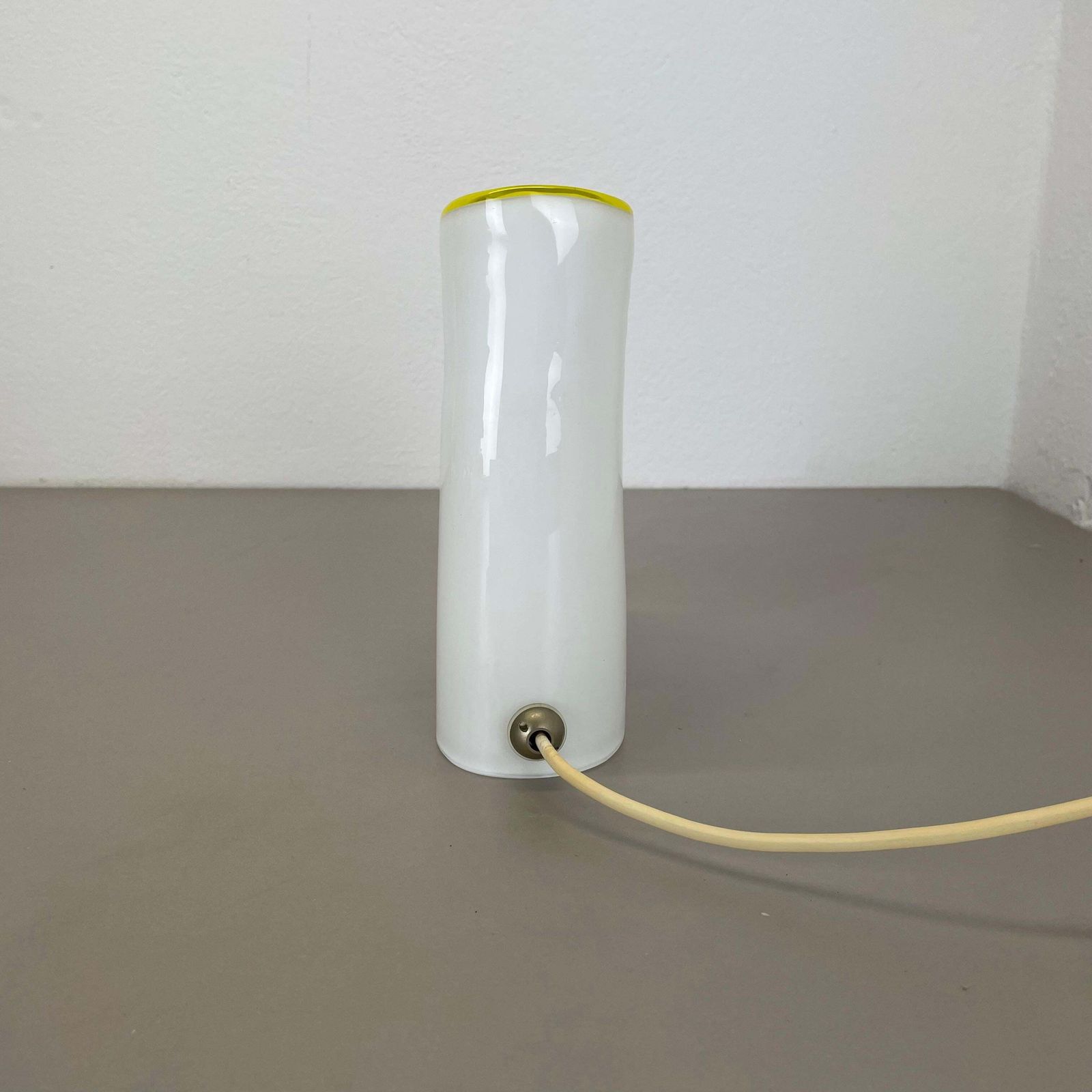 photo buy Minimalist White And Yellow Murano Glass Table Light By De Majo, Italy 1970s