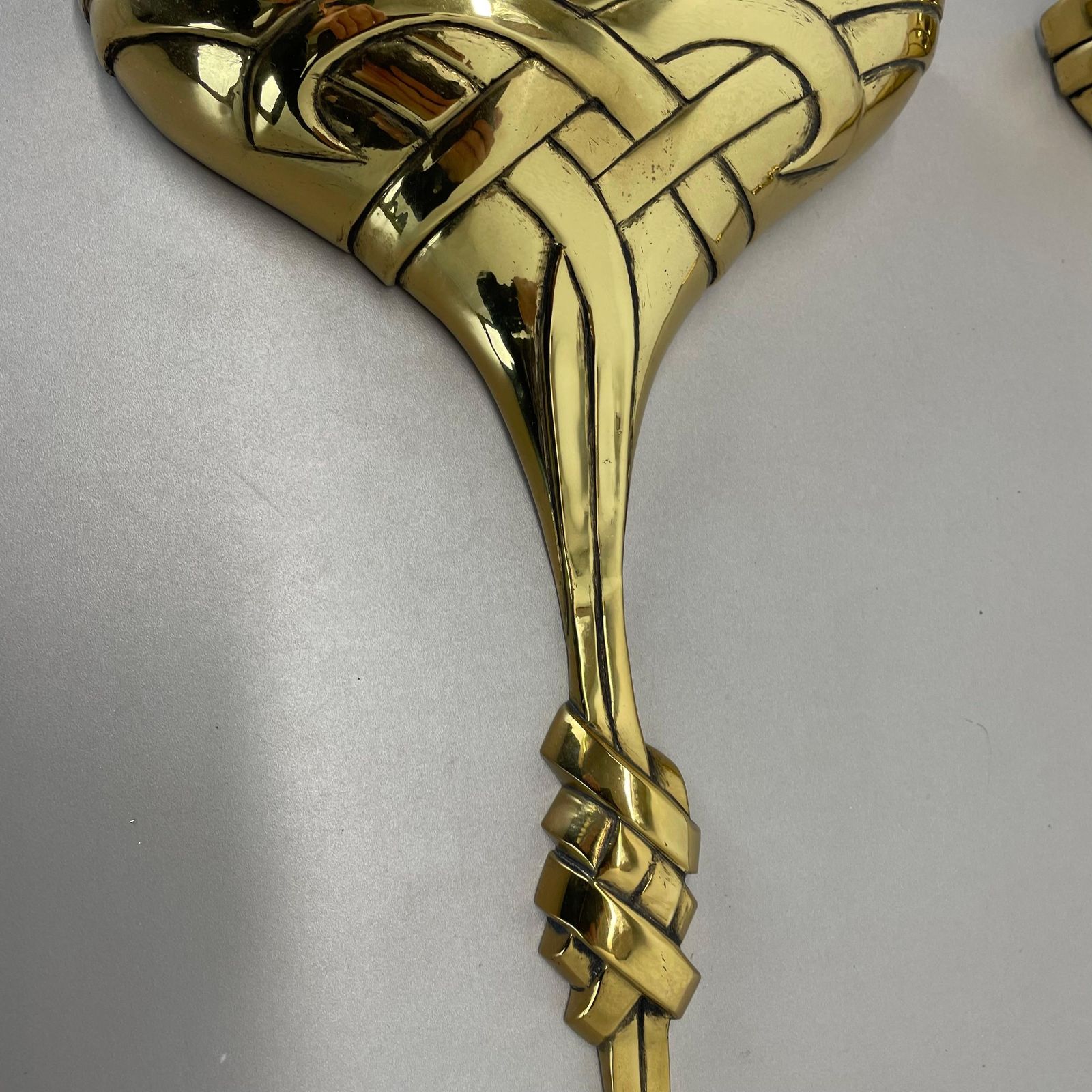 Set Of 2 Xxl 48cm Floral Brass Wall Light Sconces By C.S. Arte, Italy 1980s photo vintage