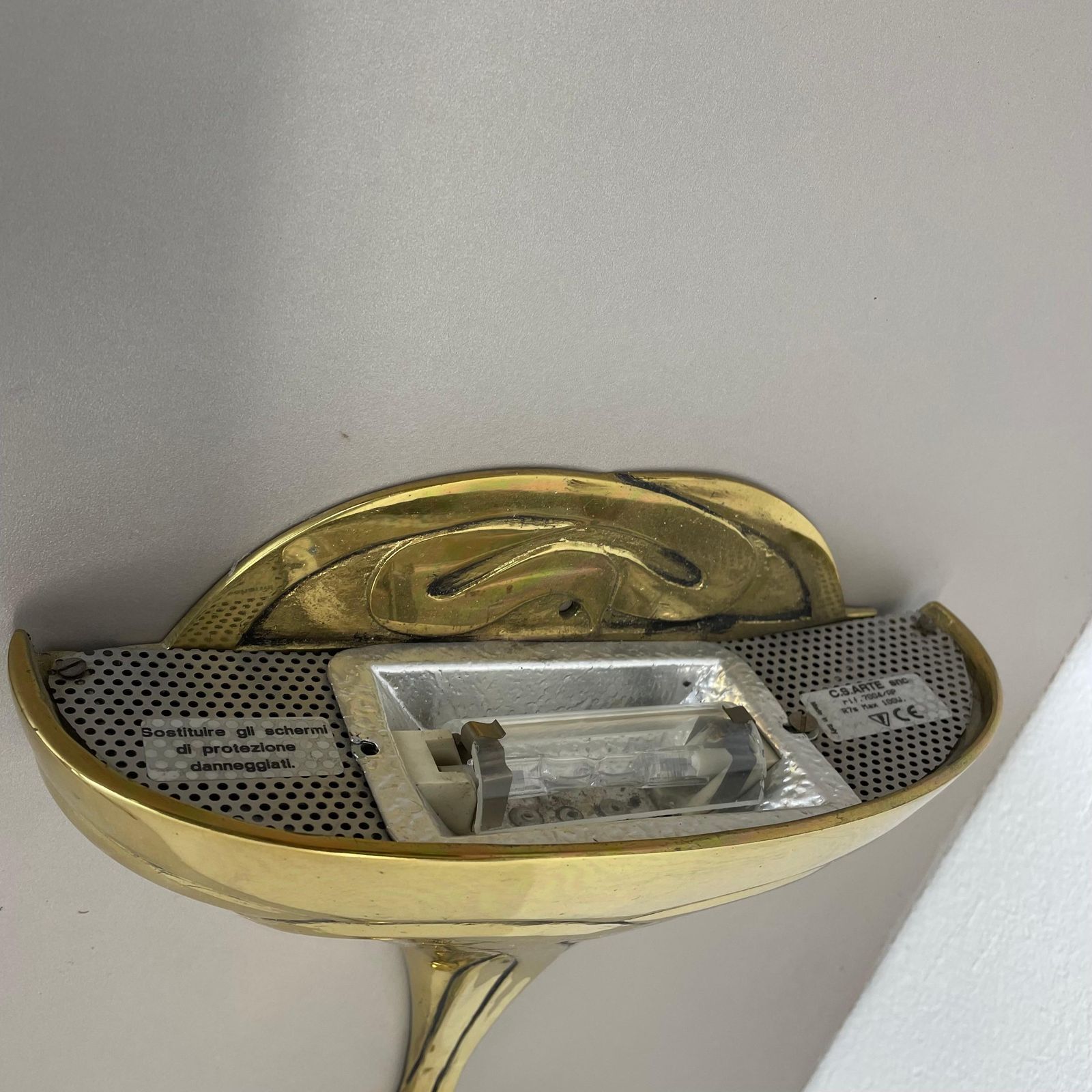 Lighting Set Of 2 Xxl 48cm Floral Brass Wall Light Sconces By C.S. Arte, Italy 1980s photo