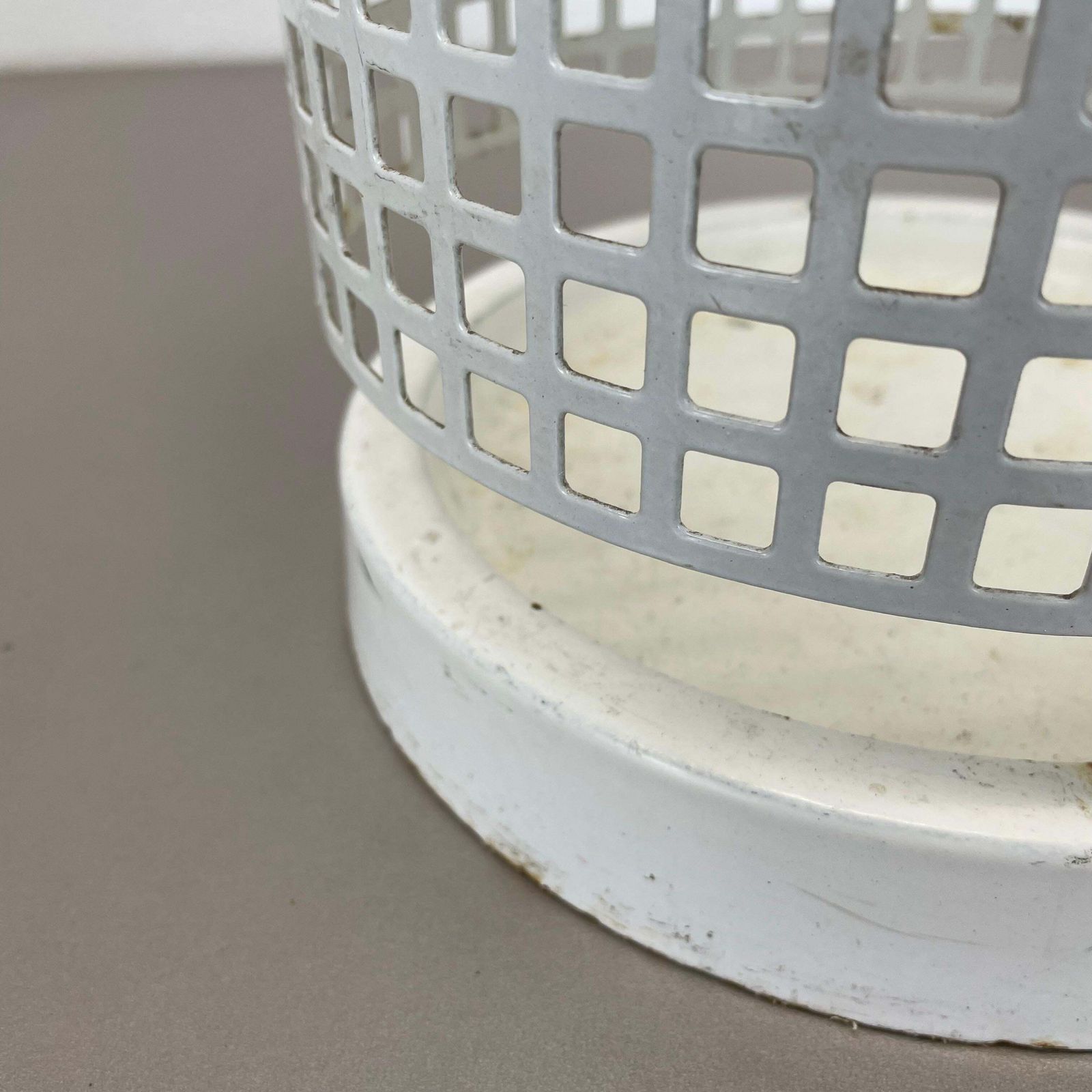 Original Mategot Style Perforated White Metal Umbrella Stand, France, 1970s photo 622.0
