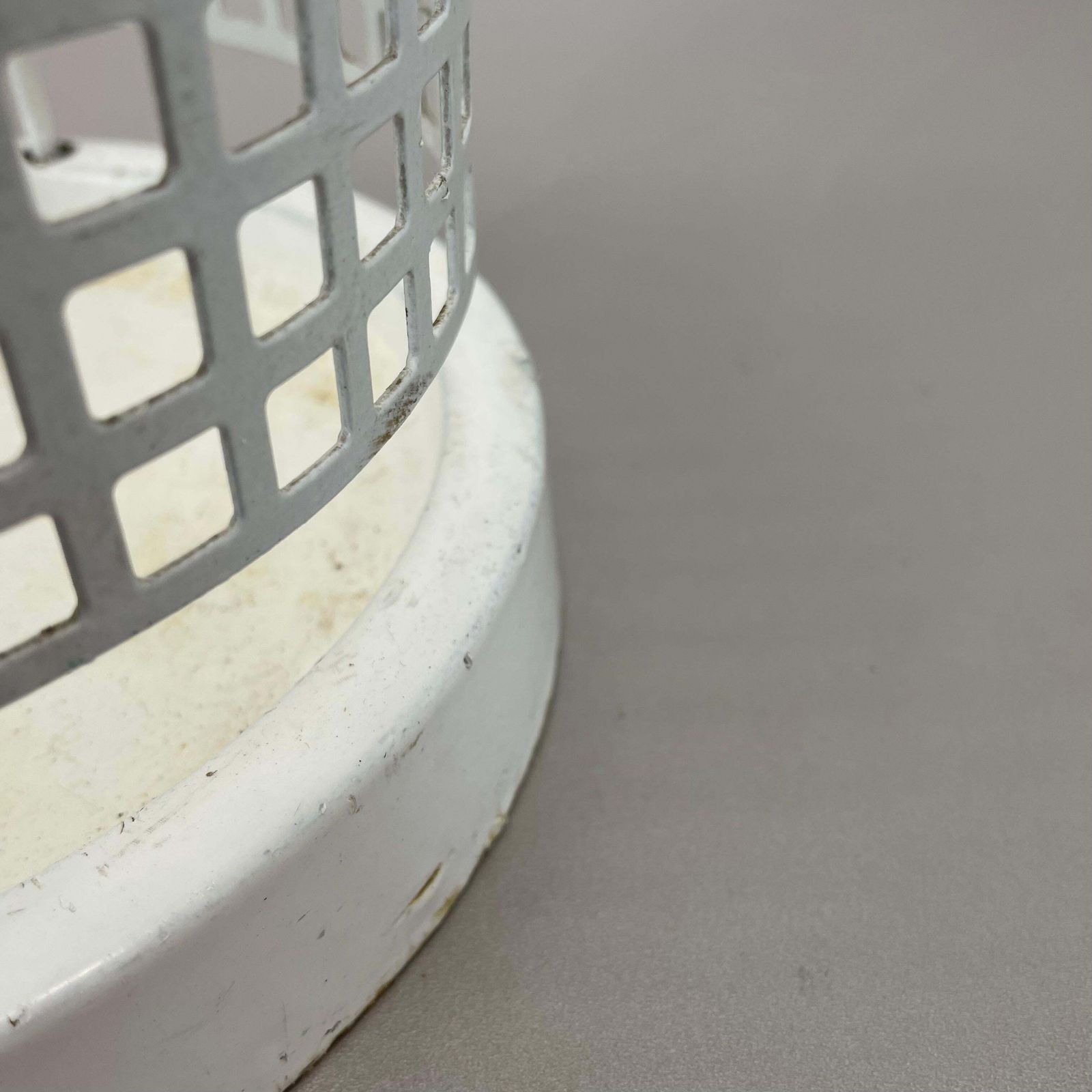Original Mategot Style Perforated White Metal Umbrella Stand, France, 1970s photo vinterior