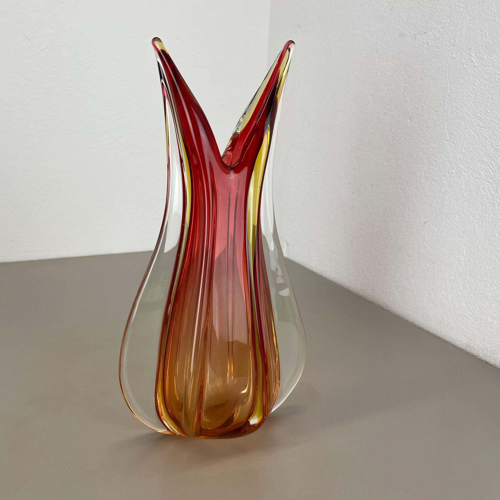 Large 35cm 2.4kg Colorful Glass Vase By Flavio Poli Attrib., Murano, Italy 1970s photo for sale