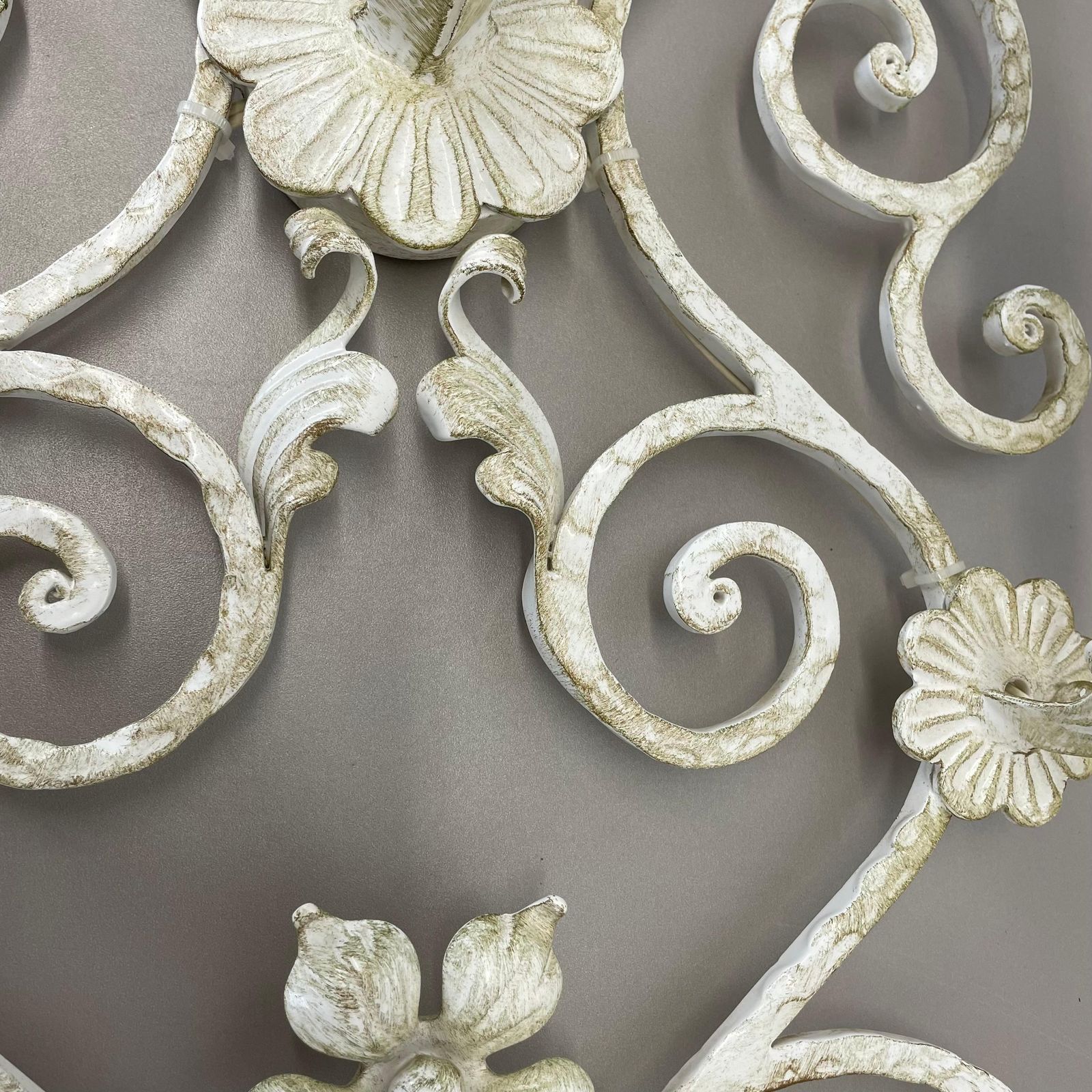 photo for sale 1 Of 3 Xxl 73cm White Metal Florentiner Theatre Wall Light, Italy, 1970s