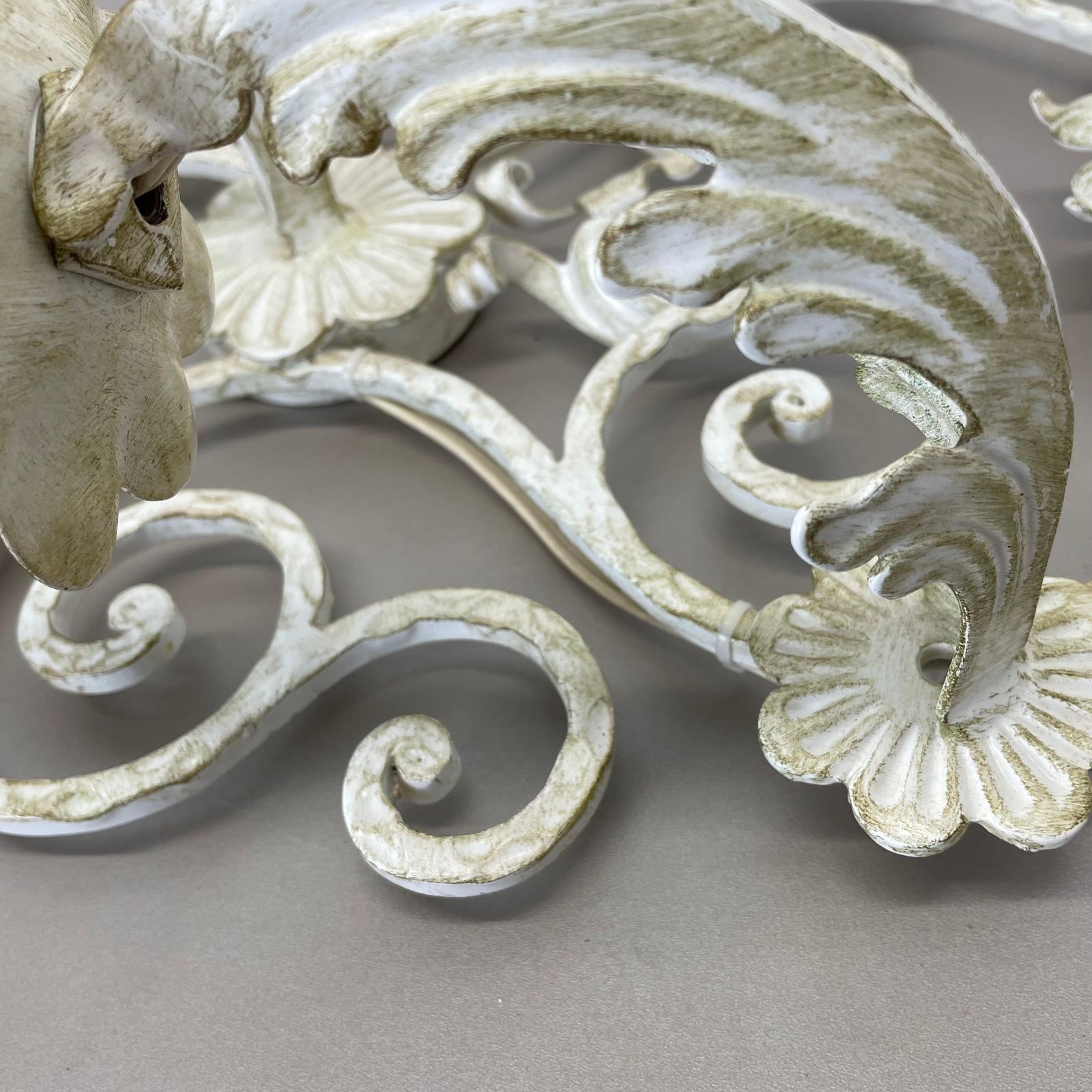 1283.0 1 Of 3 Xxl 73cm White Metal Florentiner Theatre Wall Light, Italy, 1970s photo