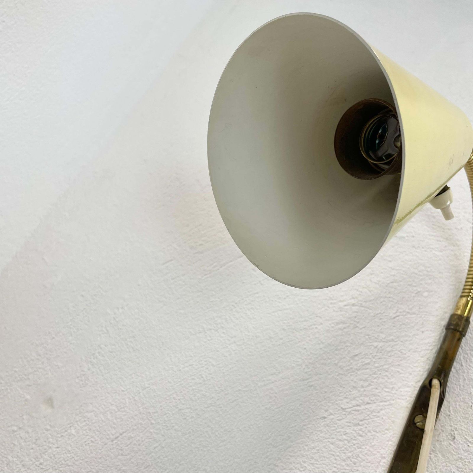 Rare Adjustable Yellow Metal Brass Stilnovo Style Wall Ceiling Light, Italy 1950 photo vintage