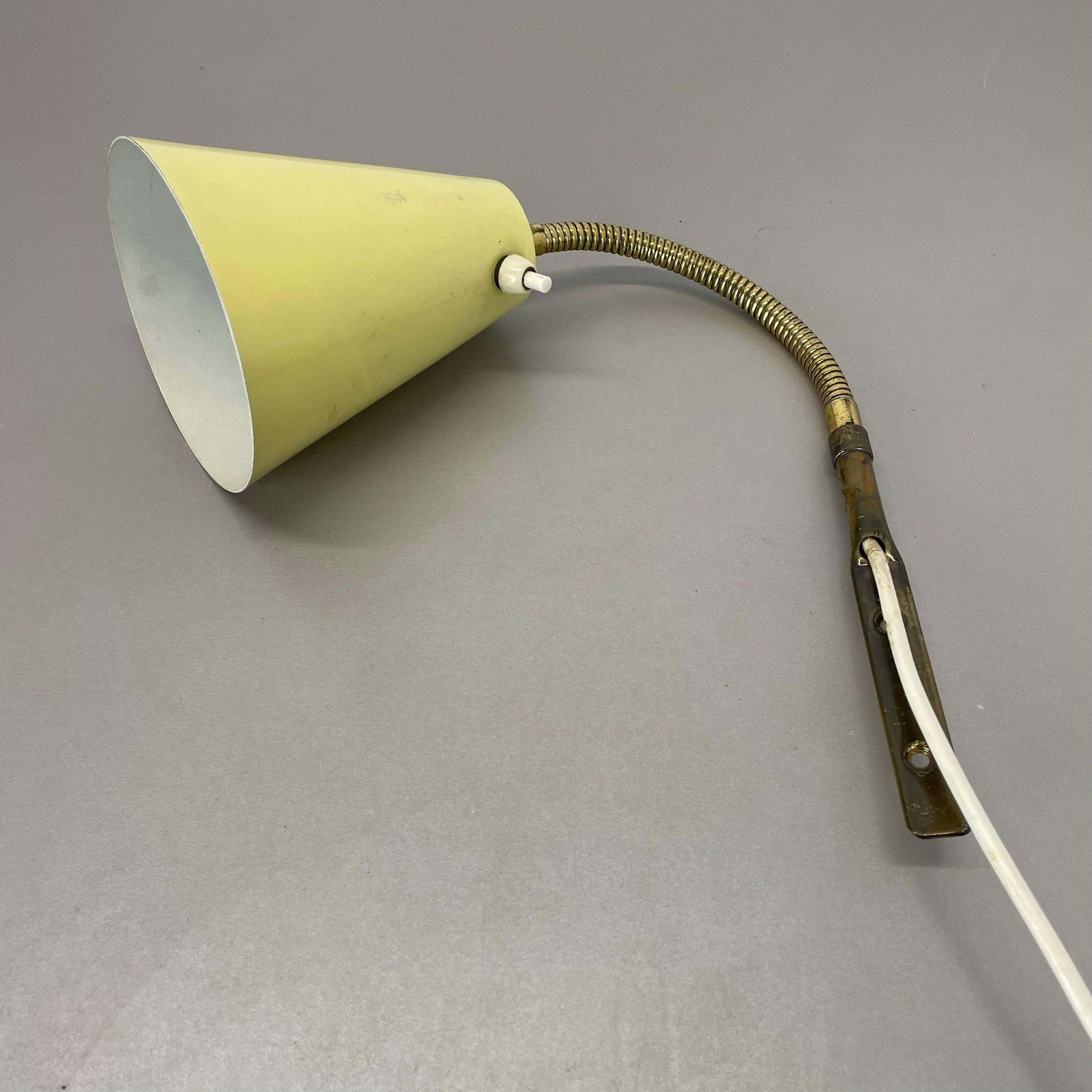 photo for sale Rare Adjustable Yellow Metal Brass Stilnovo Style Wall Ceiling Light, Italy 1950