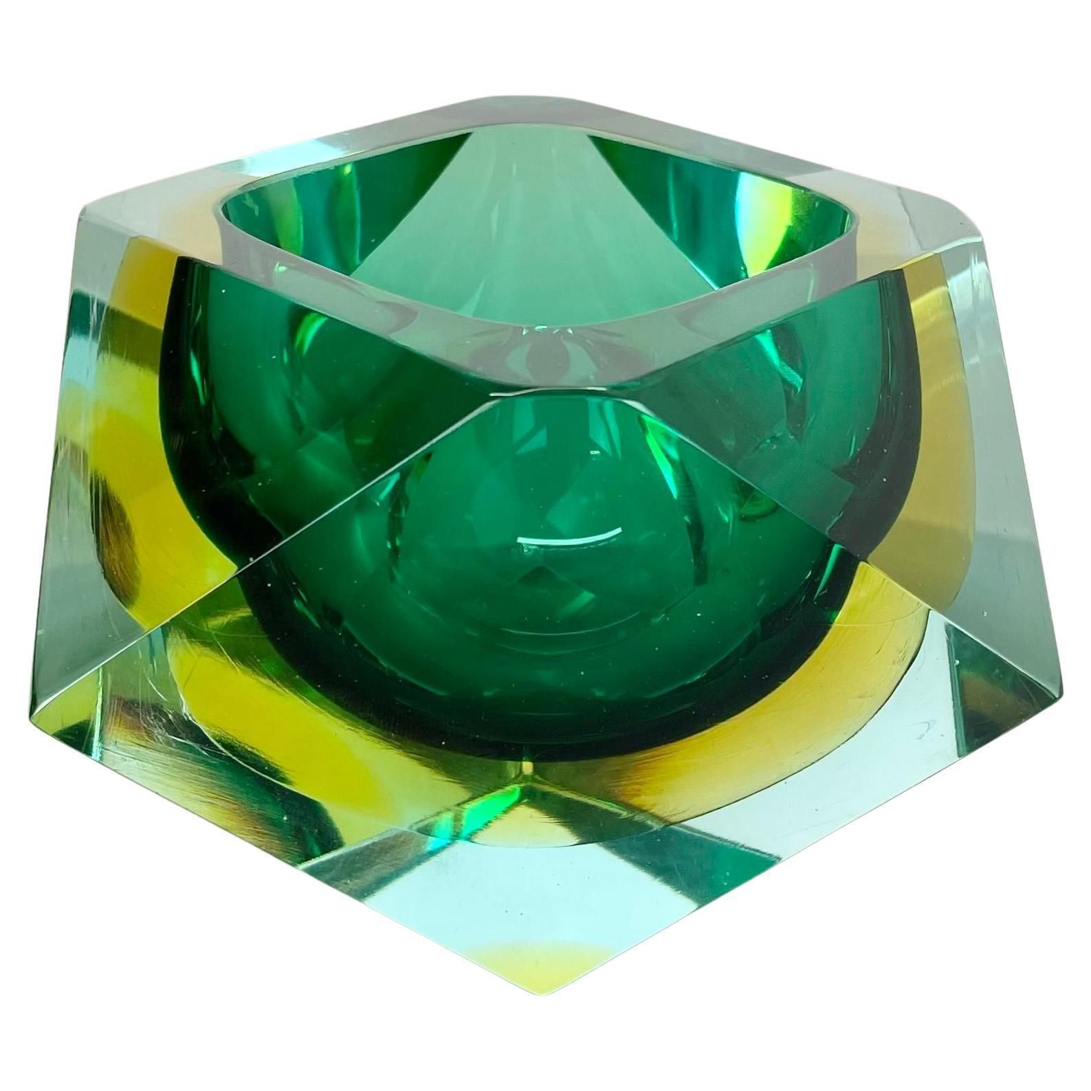 Xl 1.6kg Murano Glass Sommerso Bowl Ashtray By Luigi Mandruzzato, Italy, 1970s
