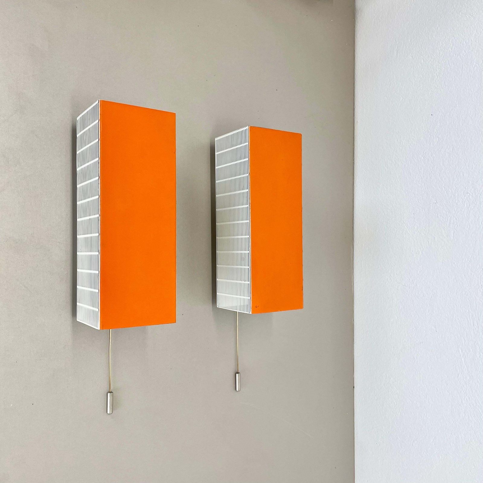 1063.0 Set Of Two Hole Pattern Pop Art Wall Light Sconces Mategot Style, France, 1970s photo