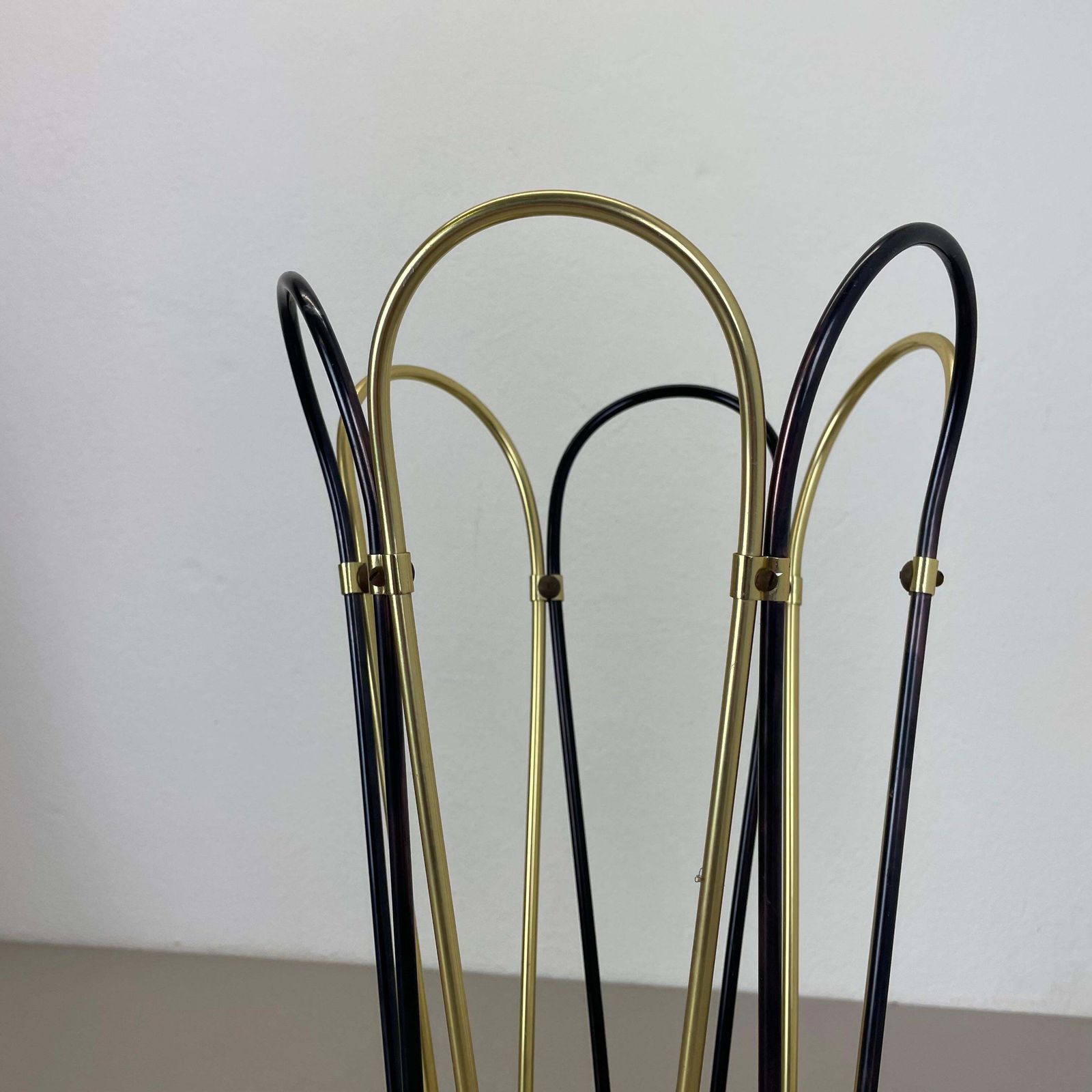 photo vinterior Original Mid Century Metal Brass Modernist Bauhaus Umbrella Stand Germany, 1950s