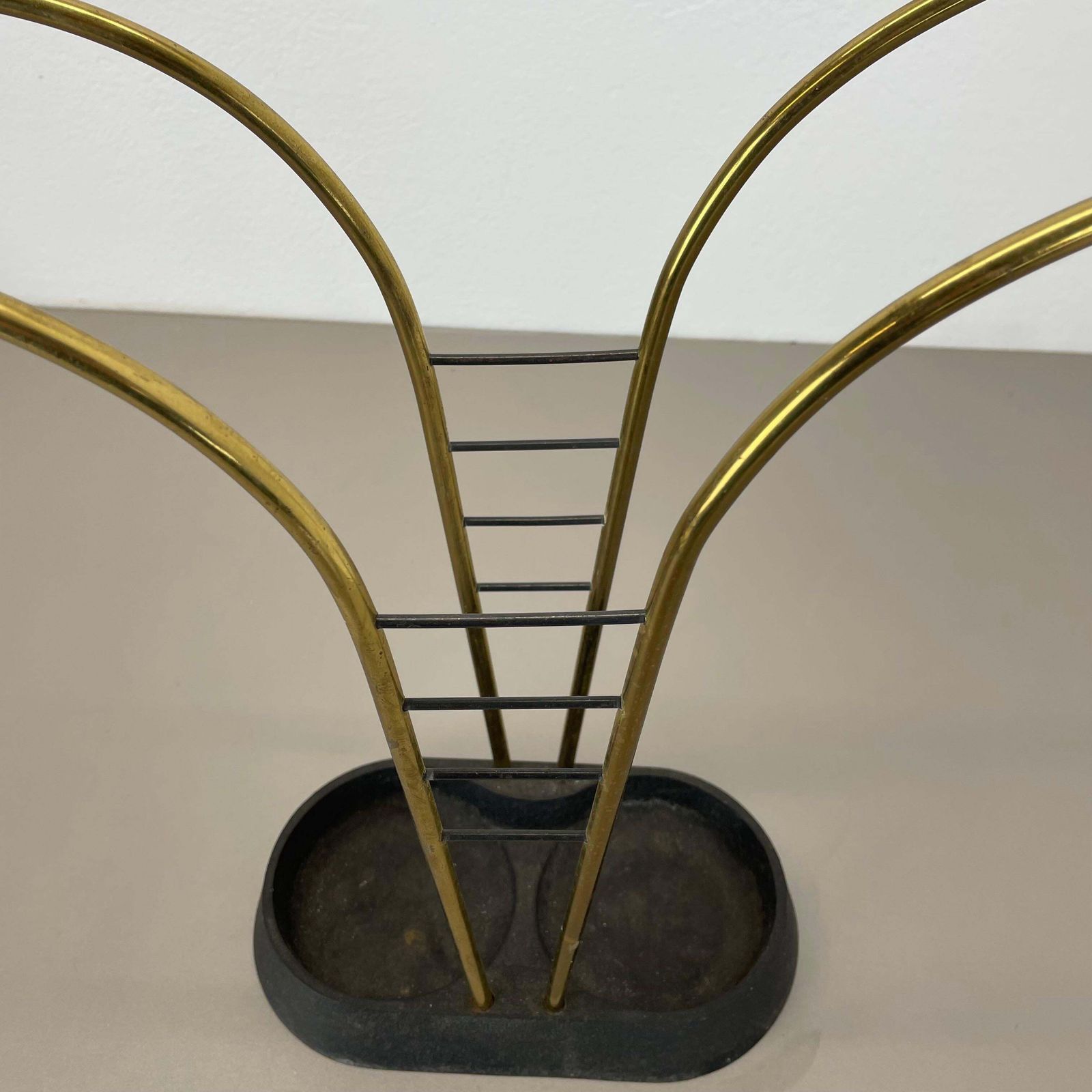Original Mid Century Metal Brass Modernist Bauhaus Umbrella Stand Germany, 1950s photo 531.0