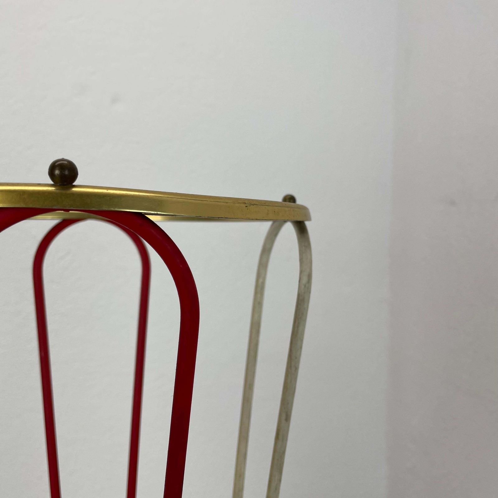 520.0 Original Looped Metal Brass Modernist Bauhaus Umbrella Stand Germany, 1950s photo