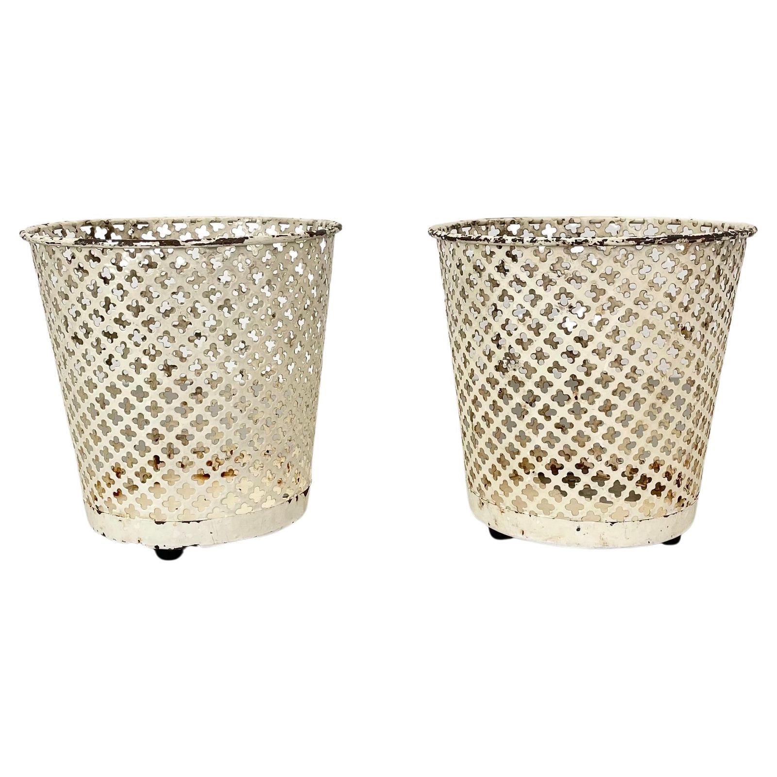 Set Of Two Flower Pot Plant Stands Vases By Mathieu Mategot Attr., France 1950
