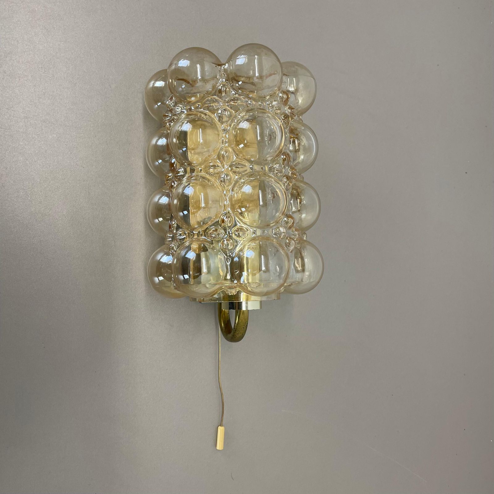 Original Amber Glass Wall Light Sconces Helena Tynell Glashütte Limburg, 1960s photo furniture