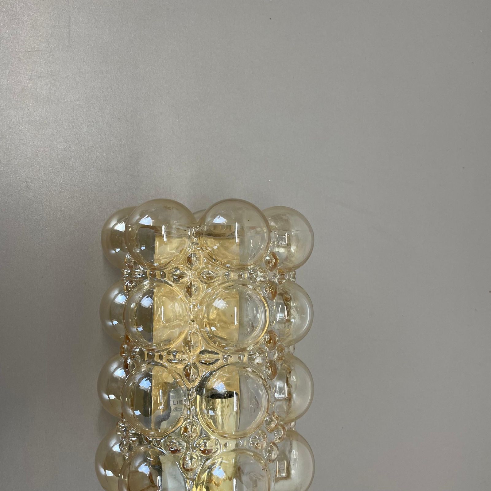 Original Amber Glass Wall Light Sconces Helena Tynell Glashütte Limburg, 1960s photo for sale