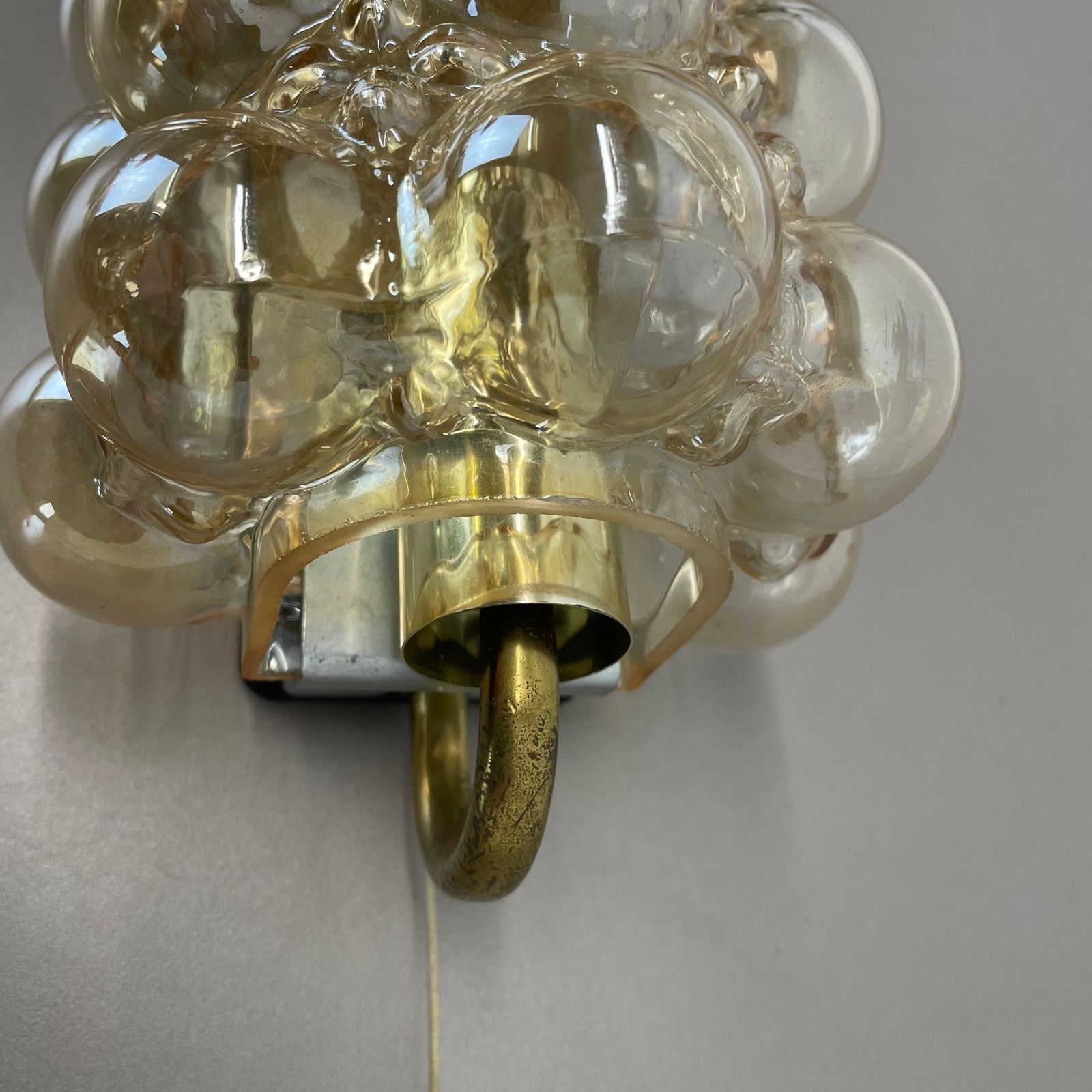 Original Amber Glass Wall Light Sconces Helena Tynell Glashütte Limburg, 1960s photo vintage