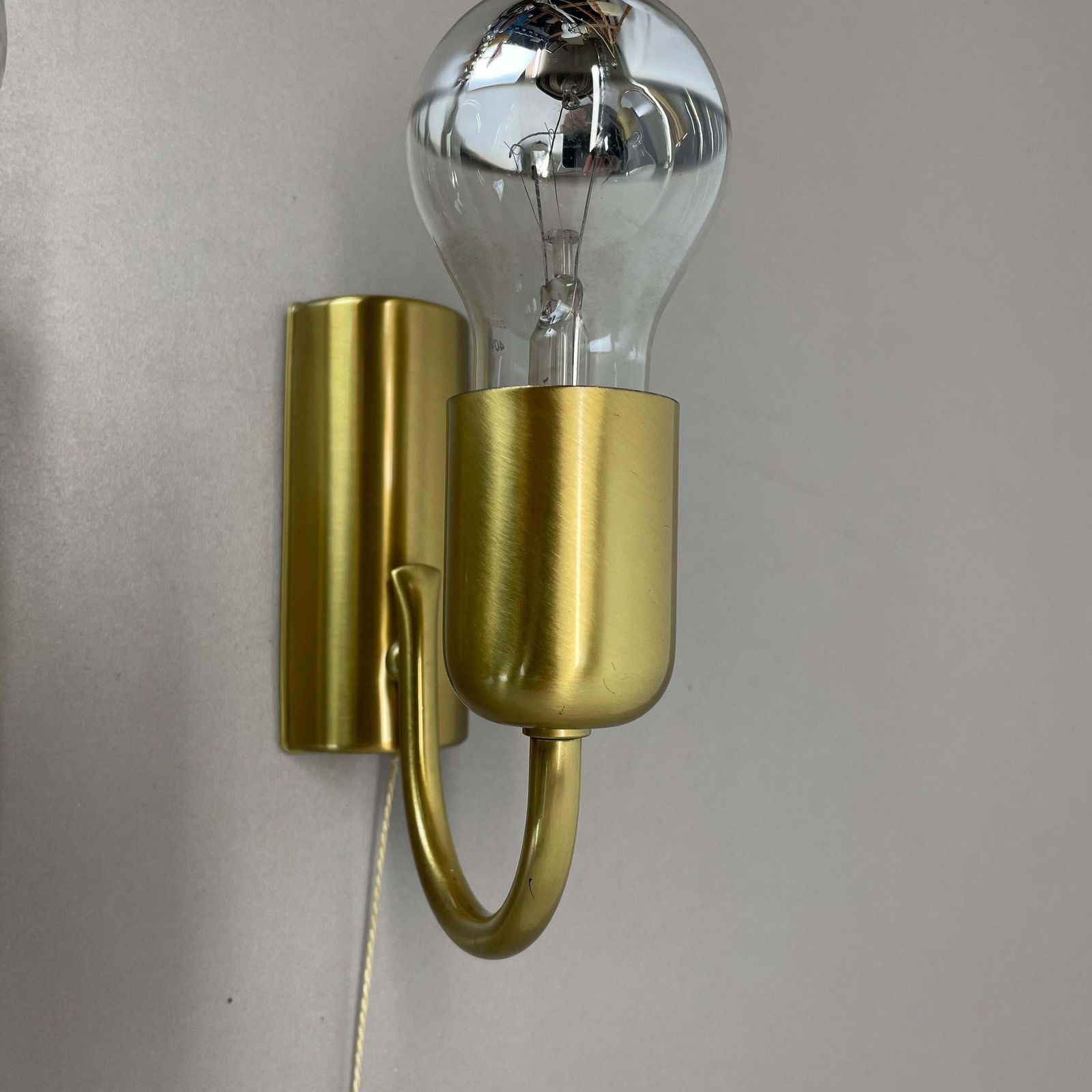 Set Of Two Minimalist Brass Wall Lights Sconces, Italy 1970s photo buy