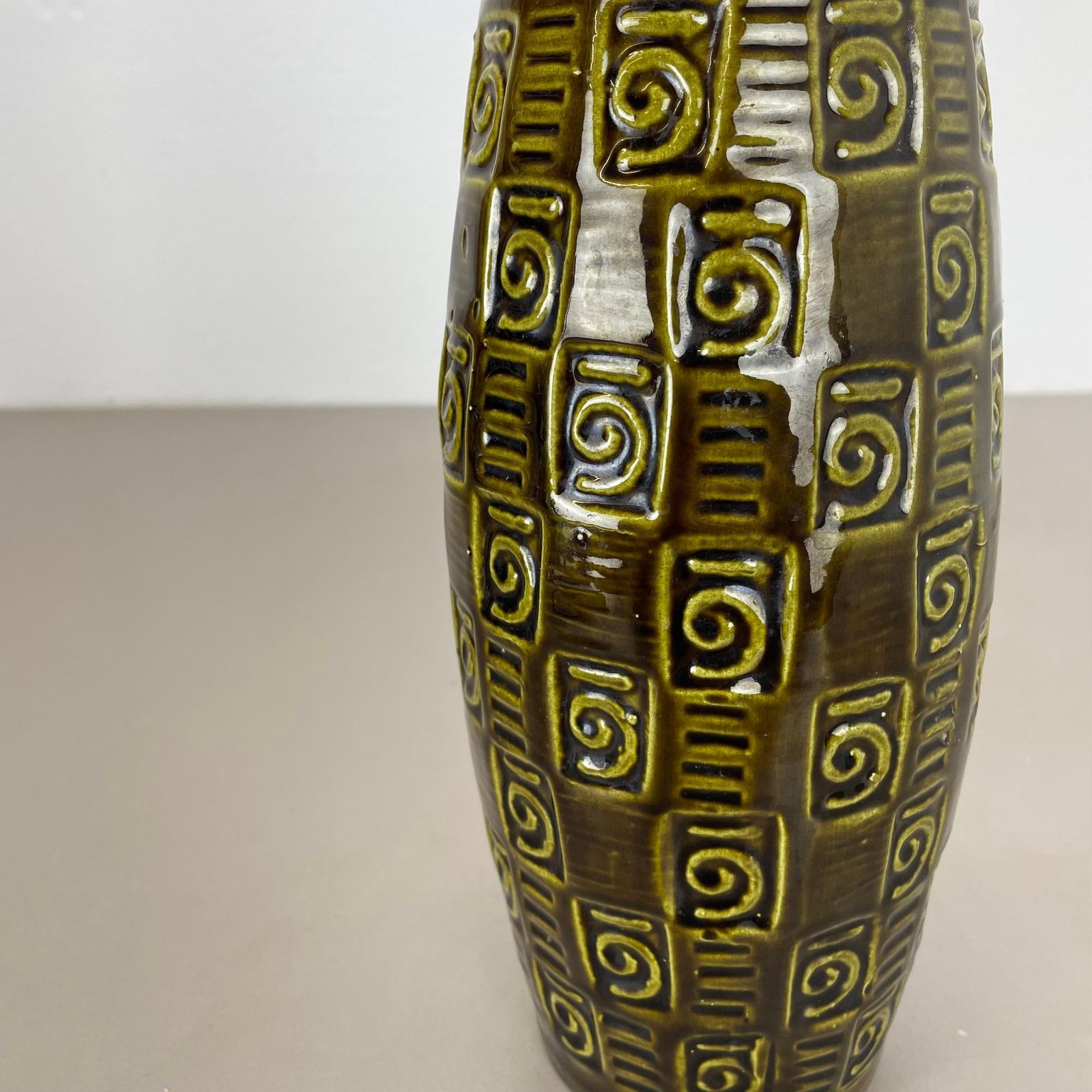 Extraordinary "Abstract Line" Tube Pottery Fat Lava Vase Scheurich Germany  1970 photo 239.0