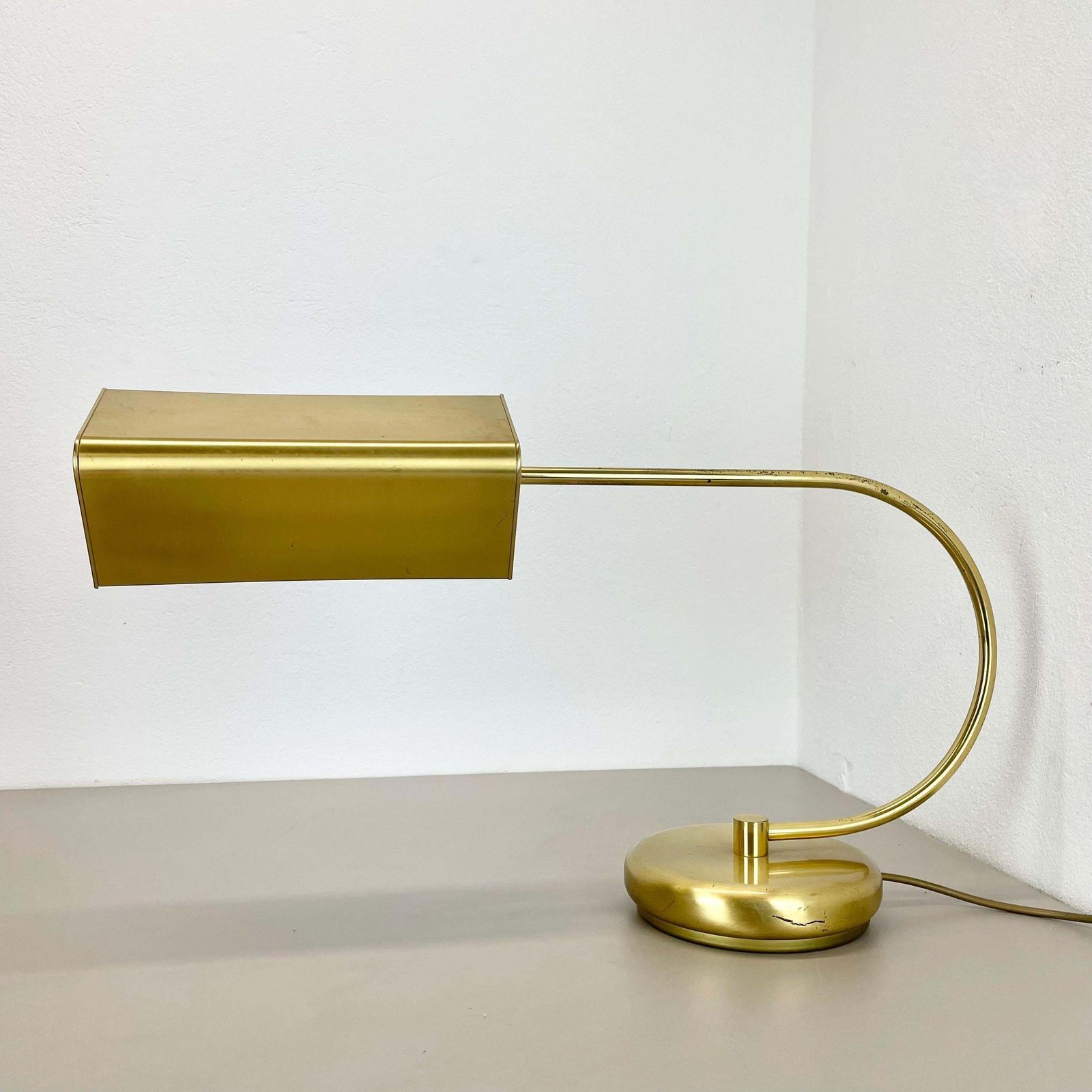 Lighting Rare Xxl Space Age Brass Metal Koch And Lowy Style Table Light, Germany 1970s photo
