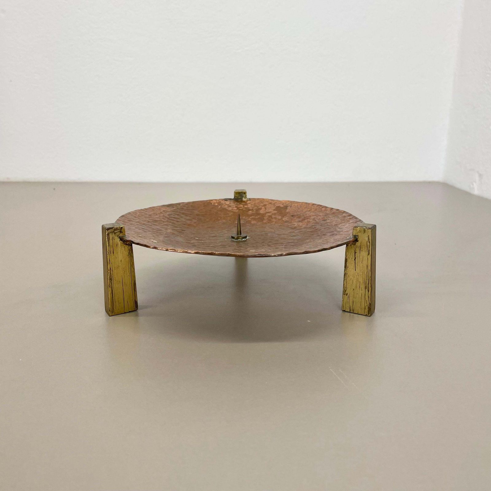 Modernist Sculptural Auböck Style Brutalist Copper Candleholder, Austria 1950 photo furniture