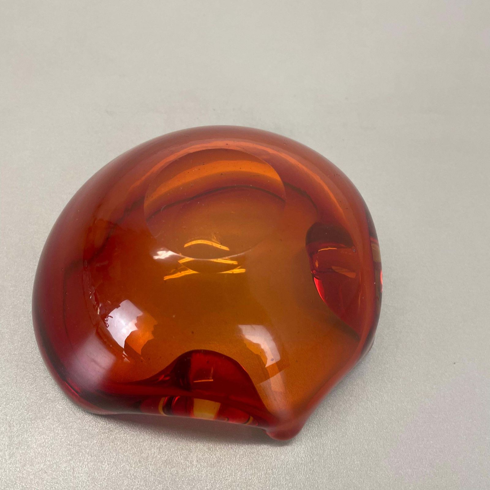 photo buy Rare Murano Glass "Red Yellow"  Bowl Element Shell Ashtray Murano, Italy, 1970s