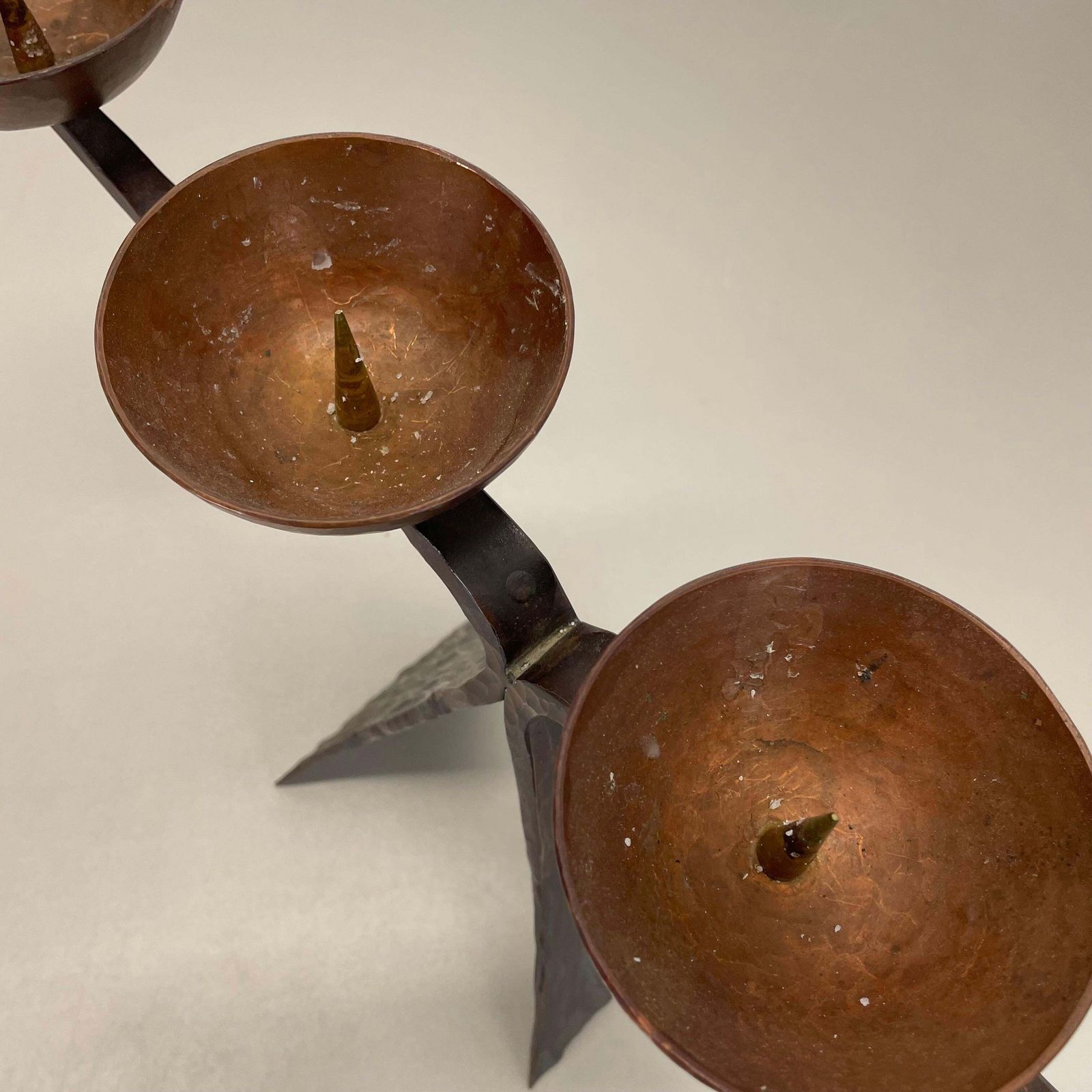 photo for sale 44cm Modernist Auböck Style Brutalist Copper Metal Candleholder, Austria 1950s