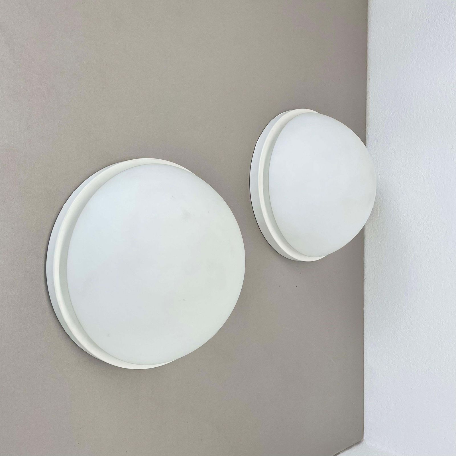Set Of 2 Metal And Glass Wall Ceiling Lights By Glashütte Limburg, Germany, 1980 photo furniture