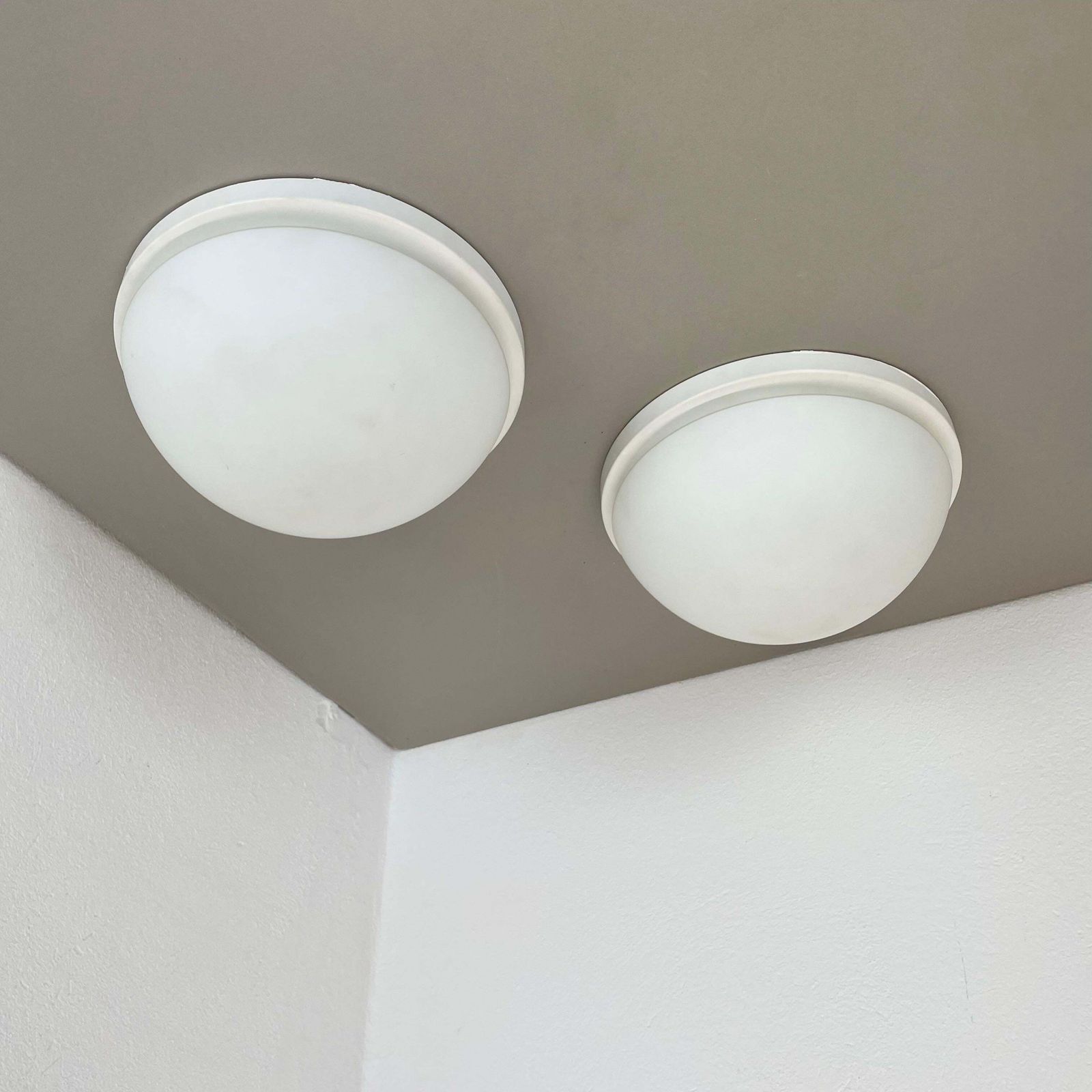 Set Of 2 Metal And Glass Wall Ceiling Lights By Glashütte Limburg, Germany, 1980 photo for sale