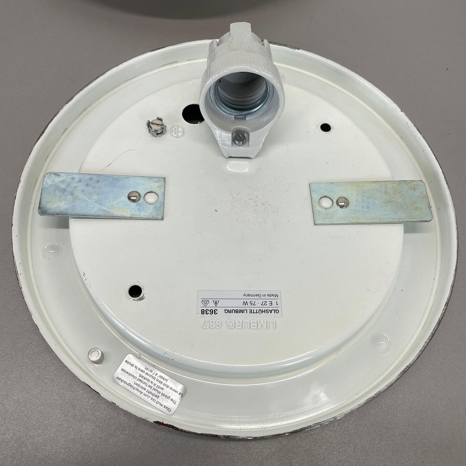 photo for sale Set Of 2 Metal And Glass Wall Ceiling Lights By Glashütte Limburg, Germany, 1980