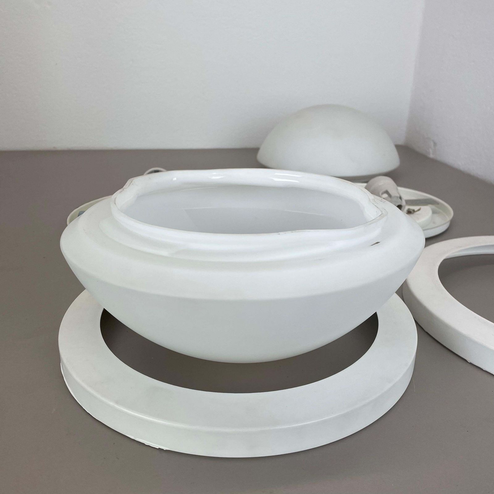 photo buy Set Of 2 Metal And Glass Wall Ceiling Lights By Glashütte Limburg, Germany, 1980