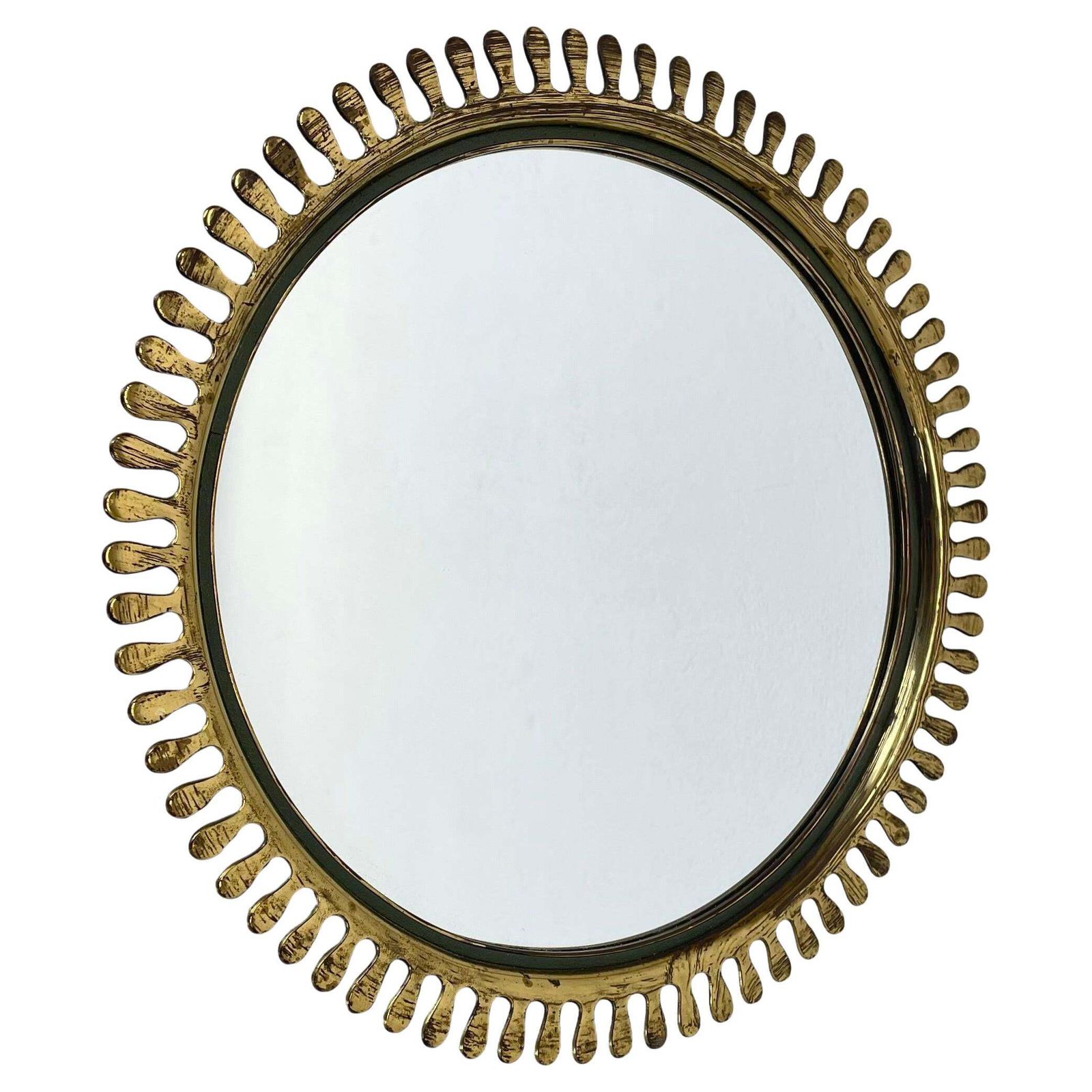 Brass Wall Mirror In Josef Frank Style, By Vereinigte Werkstätten Germany 1950s