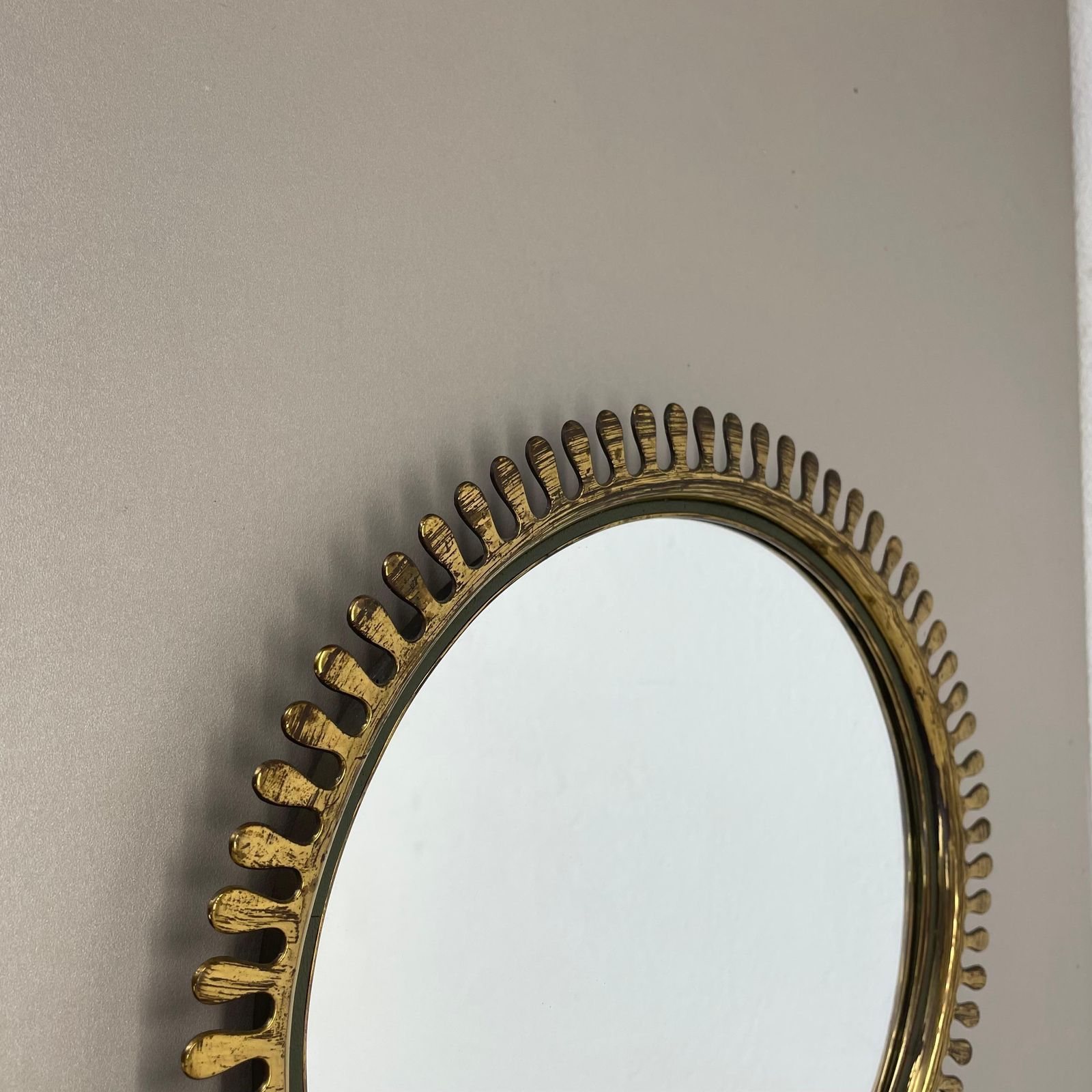 Brass Wall Mirror In Josef Frank Style, By Vereinigte Werkstätten Germany 1950s photo 611.0