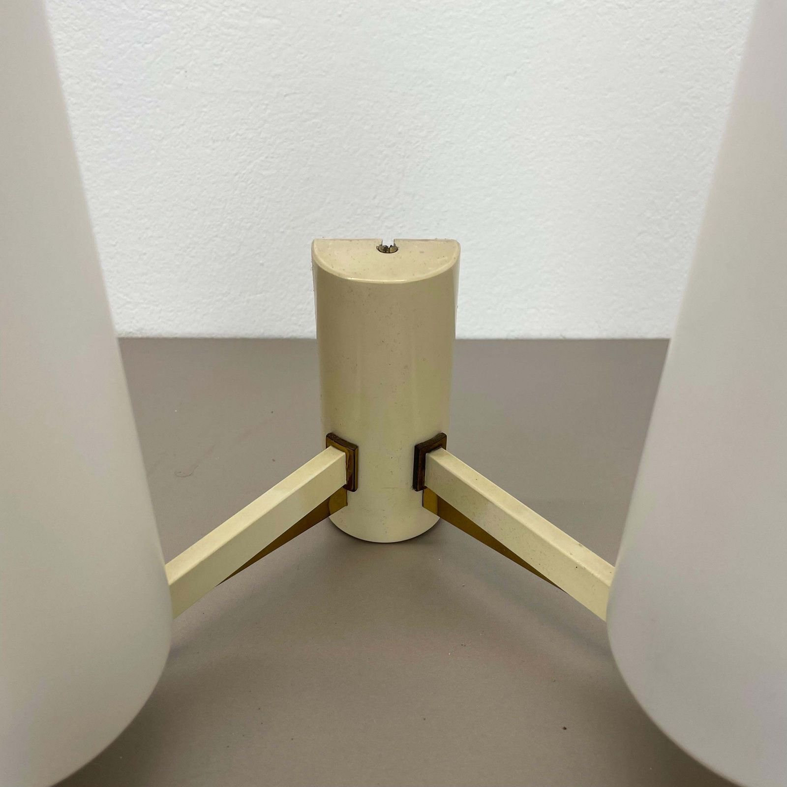 Large 28cm Modernist Brass And Glass Theatre Wall Light Sconce, France, 1950s photo buy