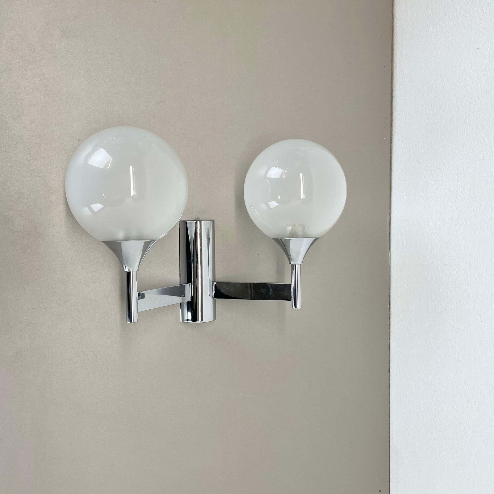 Rare Chrome Tube "Torch" Wall Light By Gaetano Sciolari Attrib., Italy 1970s photo for sale