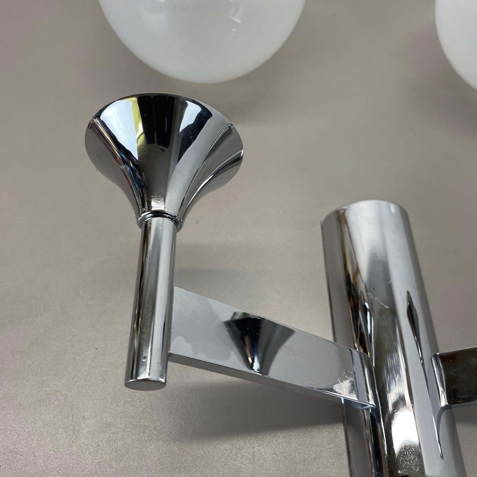 664.0 Rare Chrome Tube "Torch" Wall Light By Gaetano Sciolari Attrib., Italy 1970s photo