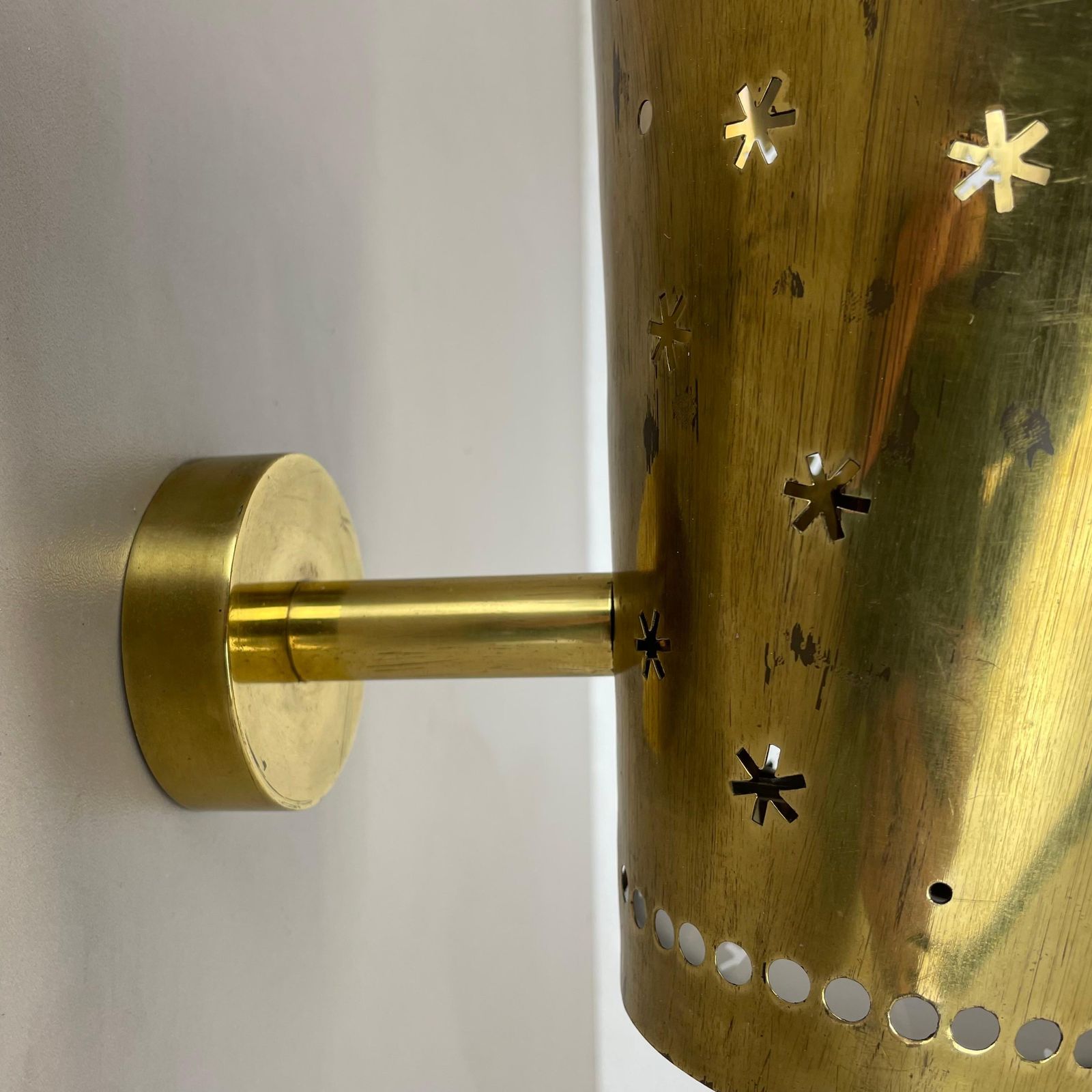 Lighting Rare Minimalist Brass "Stars" Theatre Wall Light By Stilnovo Attrib. Italy 1950s photo