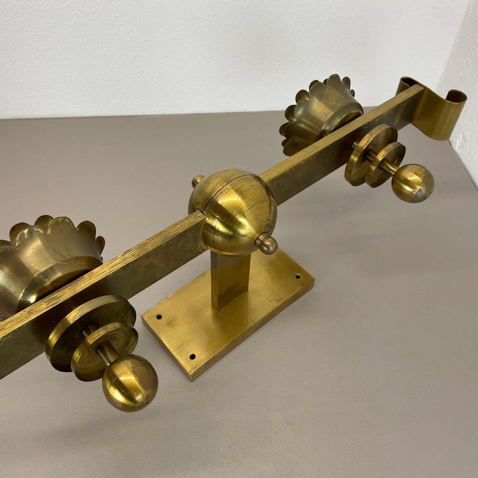 photo vintage Rare Xxl Art Deco 65cm Solid Brass Stilnovo Style Theatre Wall Light Italy 1950s