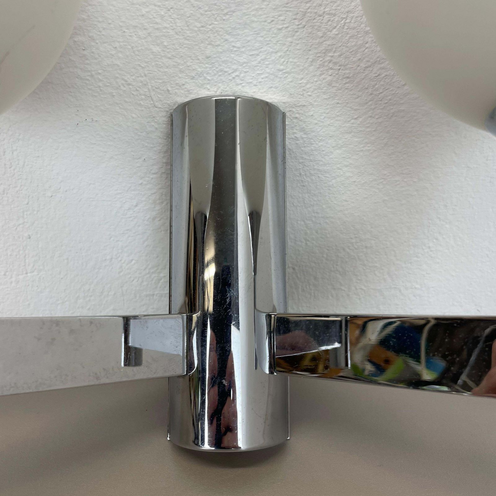 Rare Chrome Tube "Torch" Wall Light By Gaetano Sciolari Attrib., Italy 1970s photo vinterior