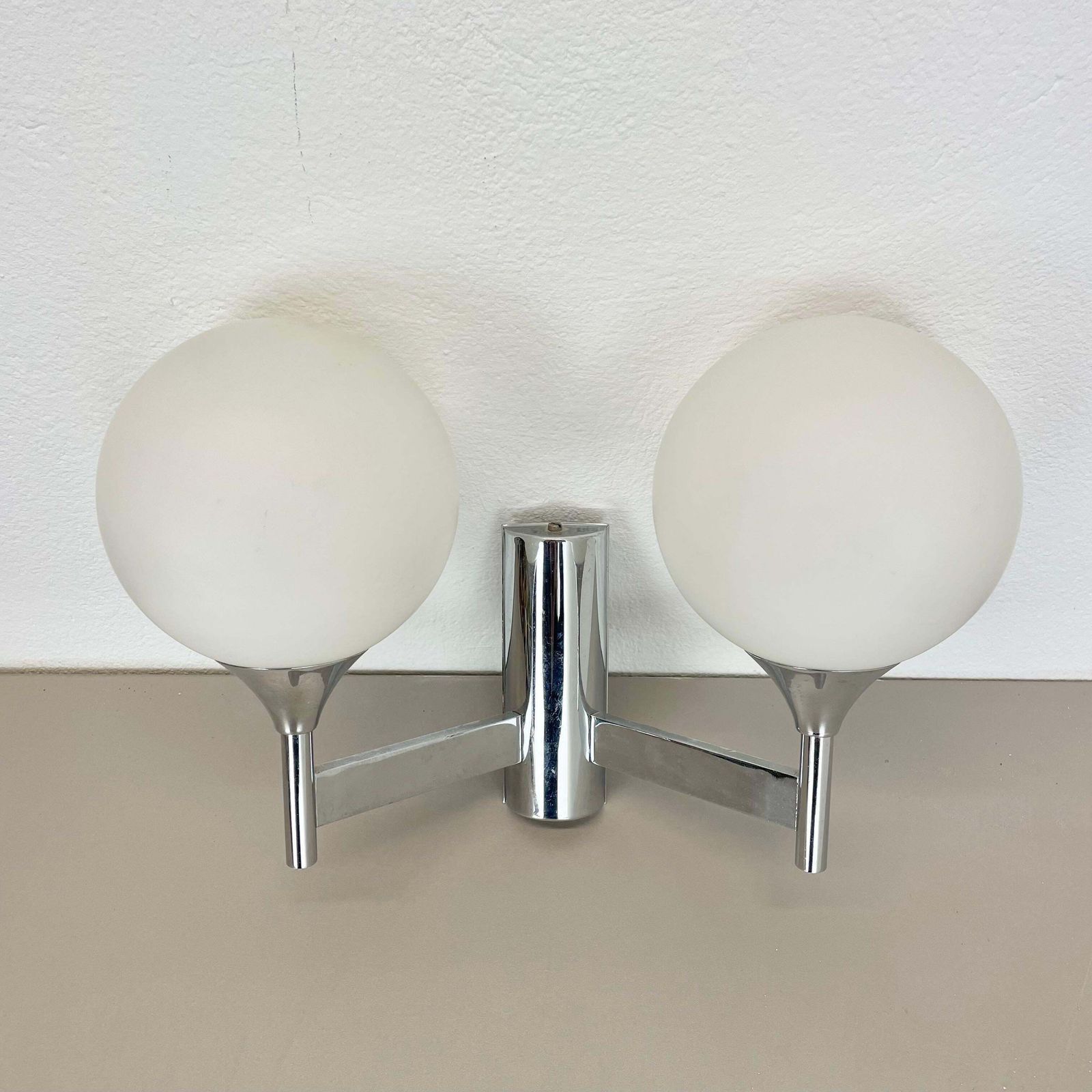 Lighting Rare Chrome Tube "Torch" Wall Light By Gaetano Sciolari Attrib., Italy 1970s photo