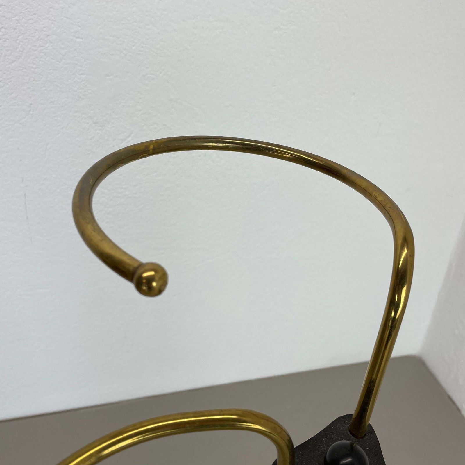 Original 48cm Swirl Metal Brass Modernist Bauhaus Umbrella Stand Germany, 1950s photo vinterior